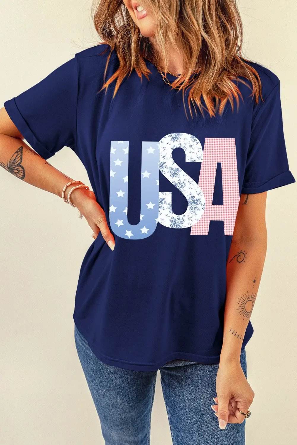 USA flag letters tee
