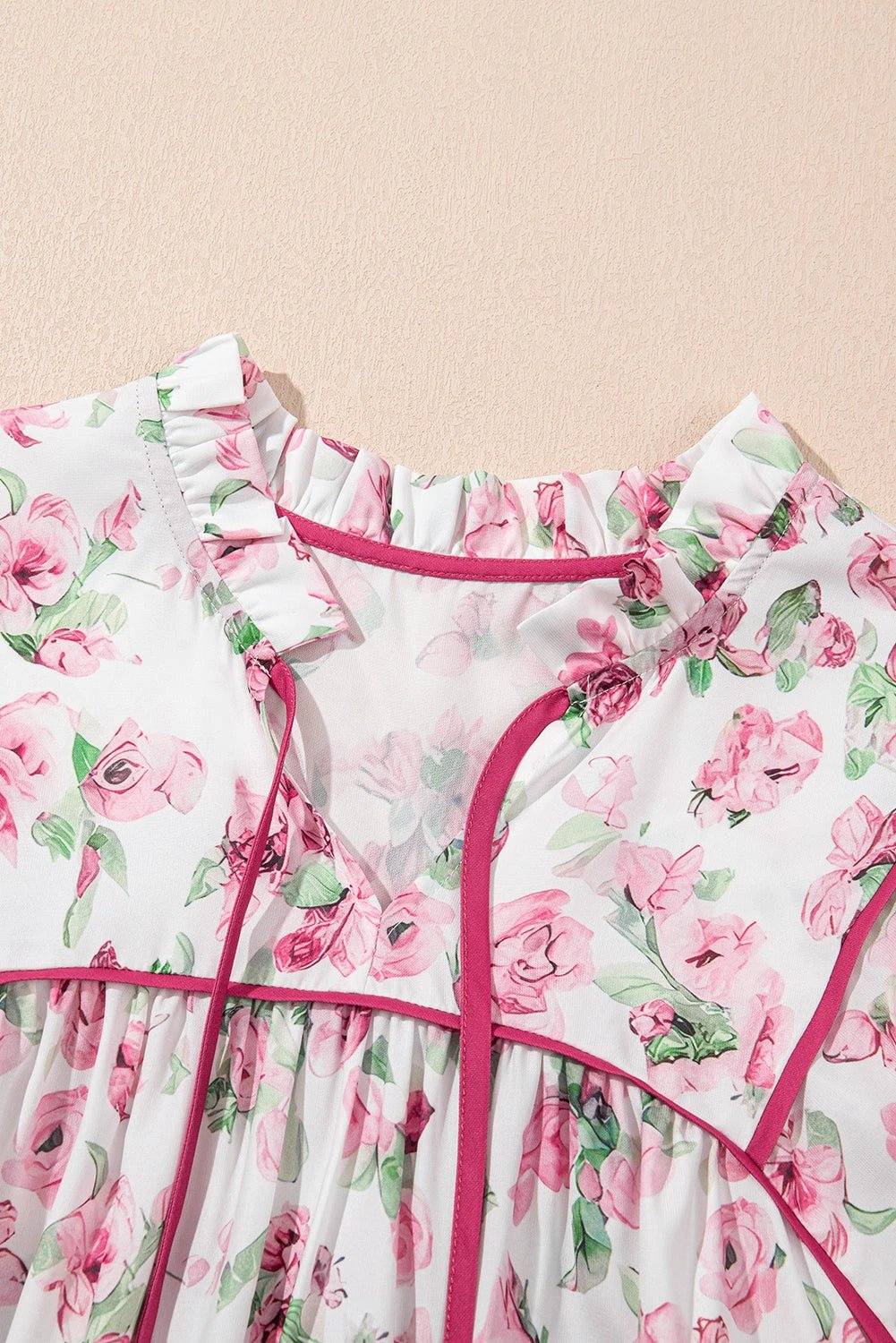 pink floral split neck short sleeve loose plus size mini dress for women casual everyday outfit