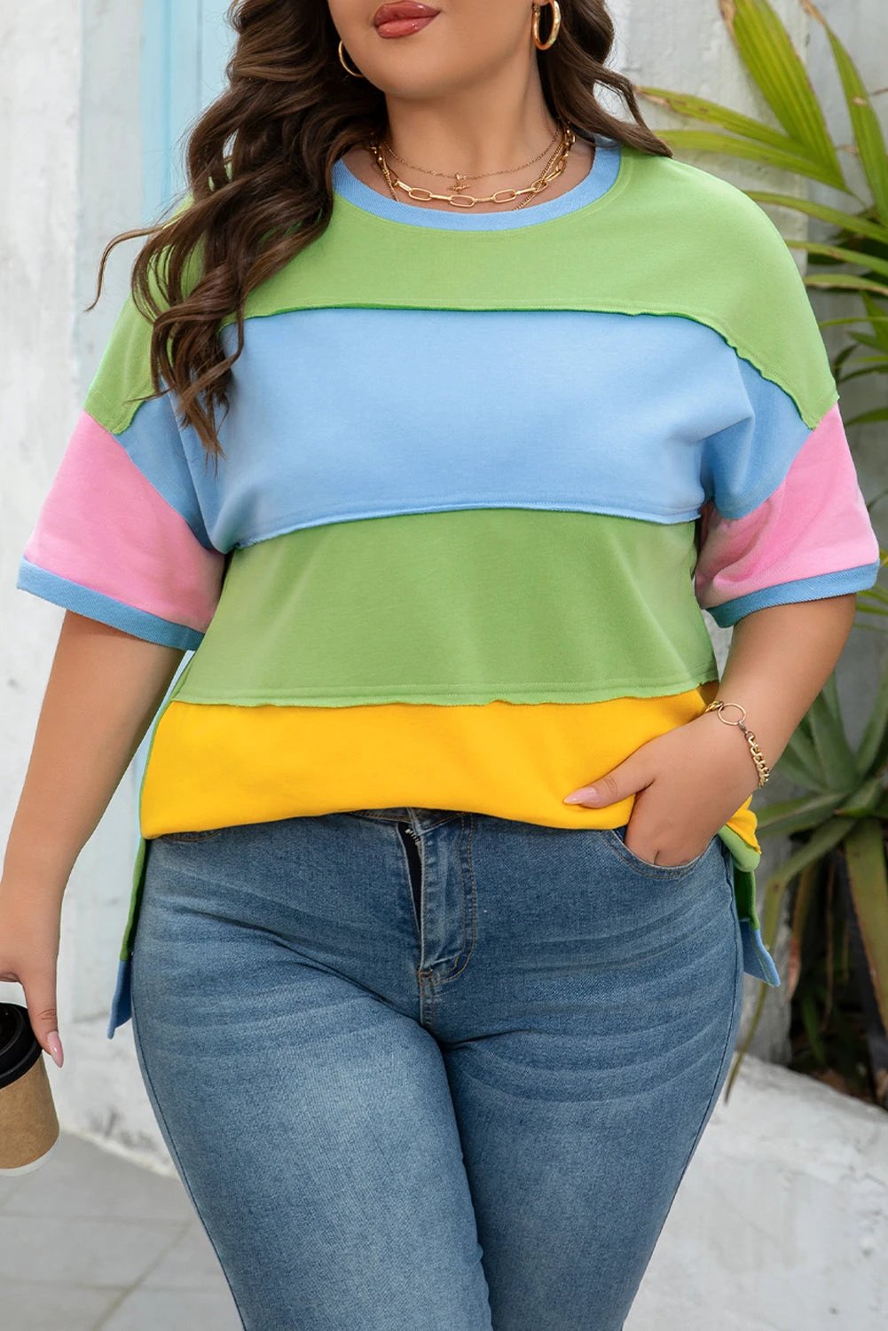 plus size color block tee