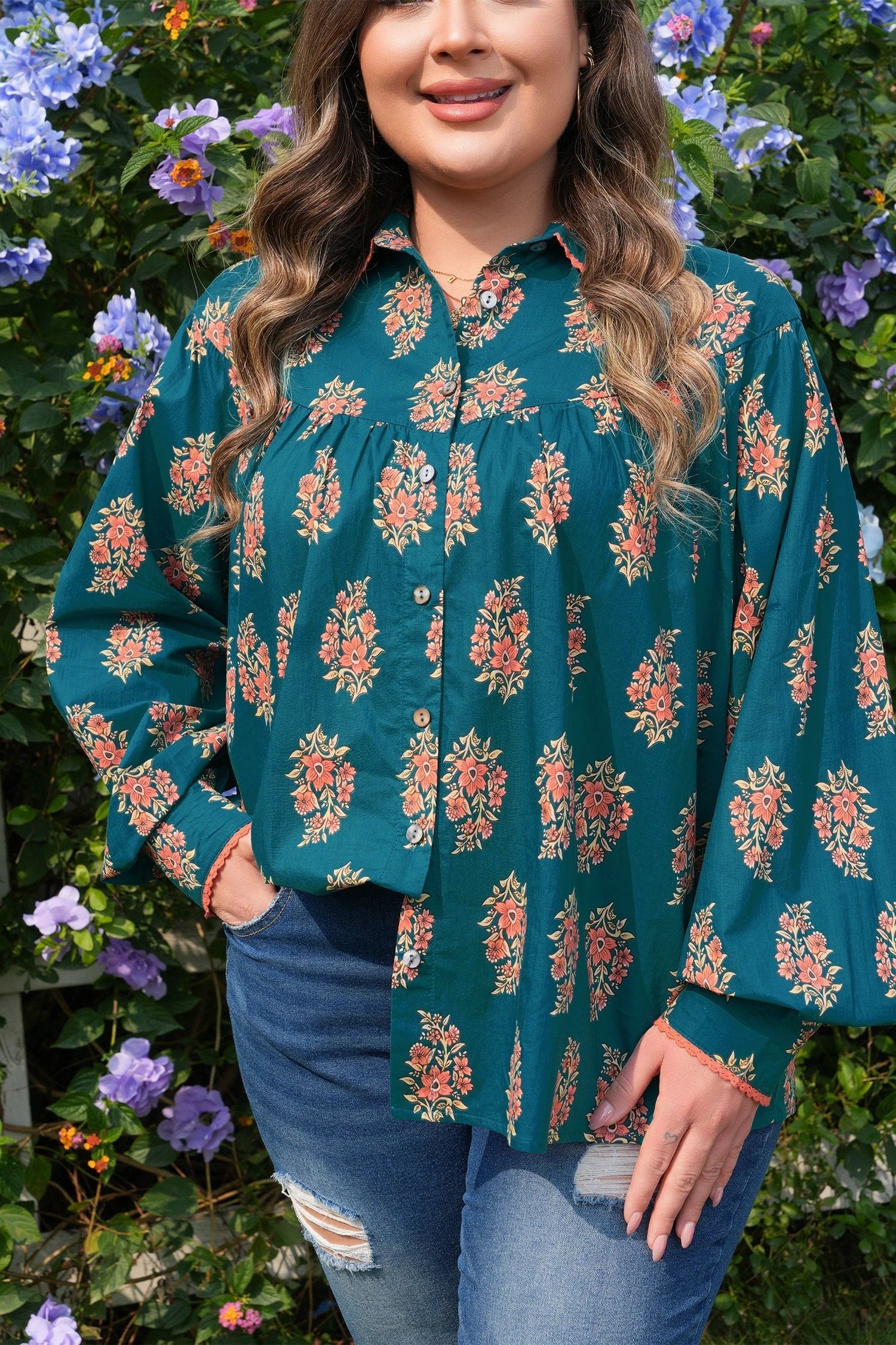 plus size floral blouse