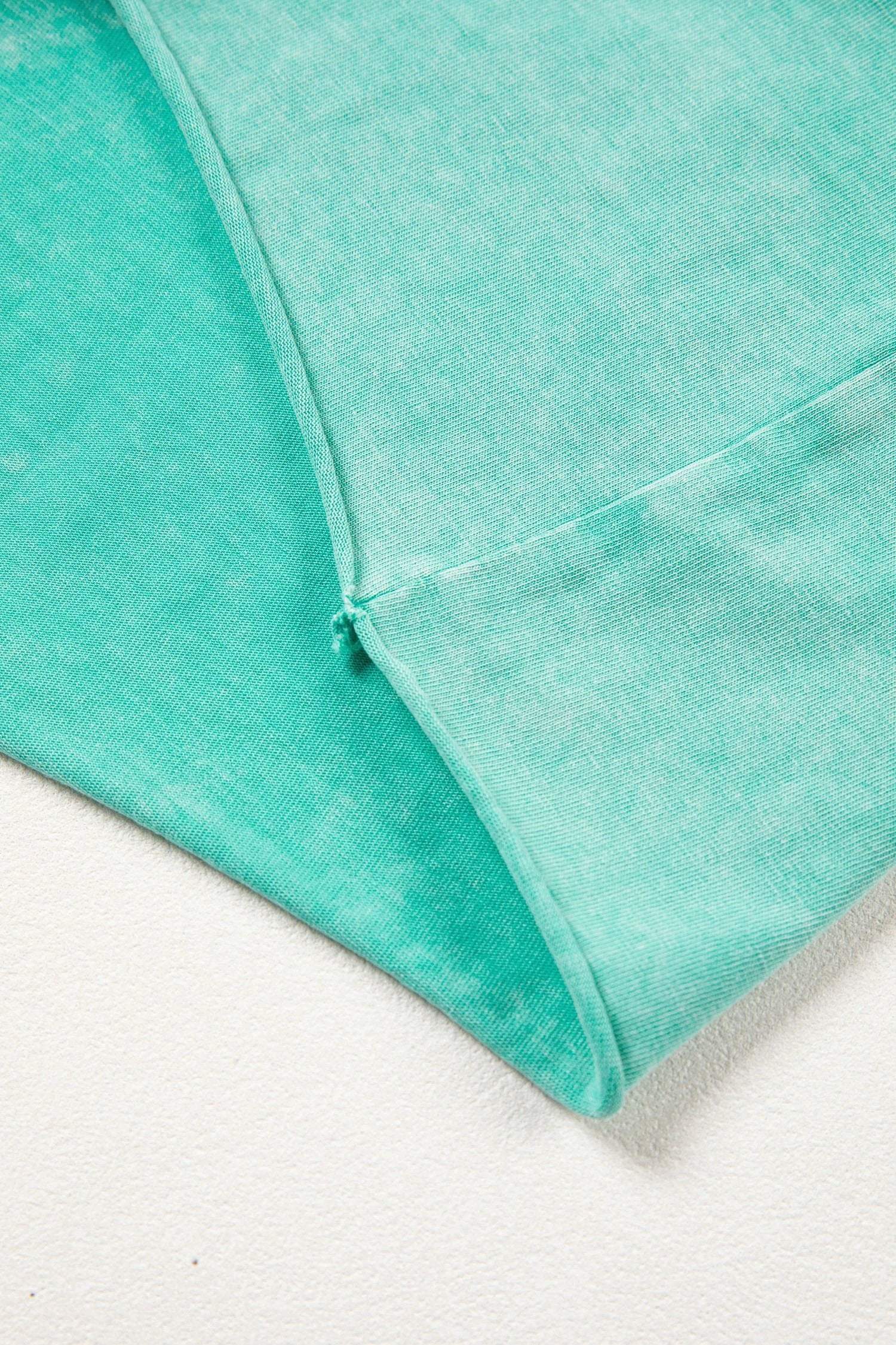 sea green mineral washed drawstring elastic waist raw cut shorts for women casual everyday outfit