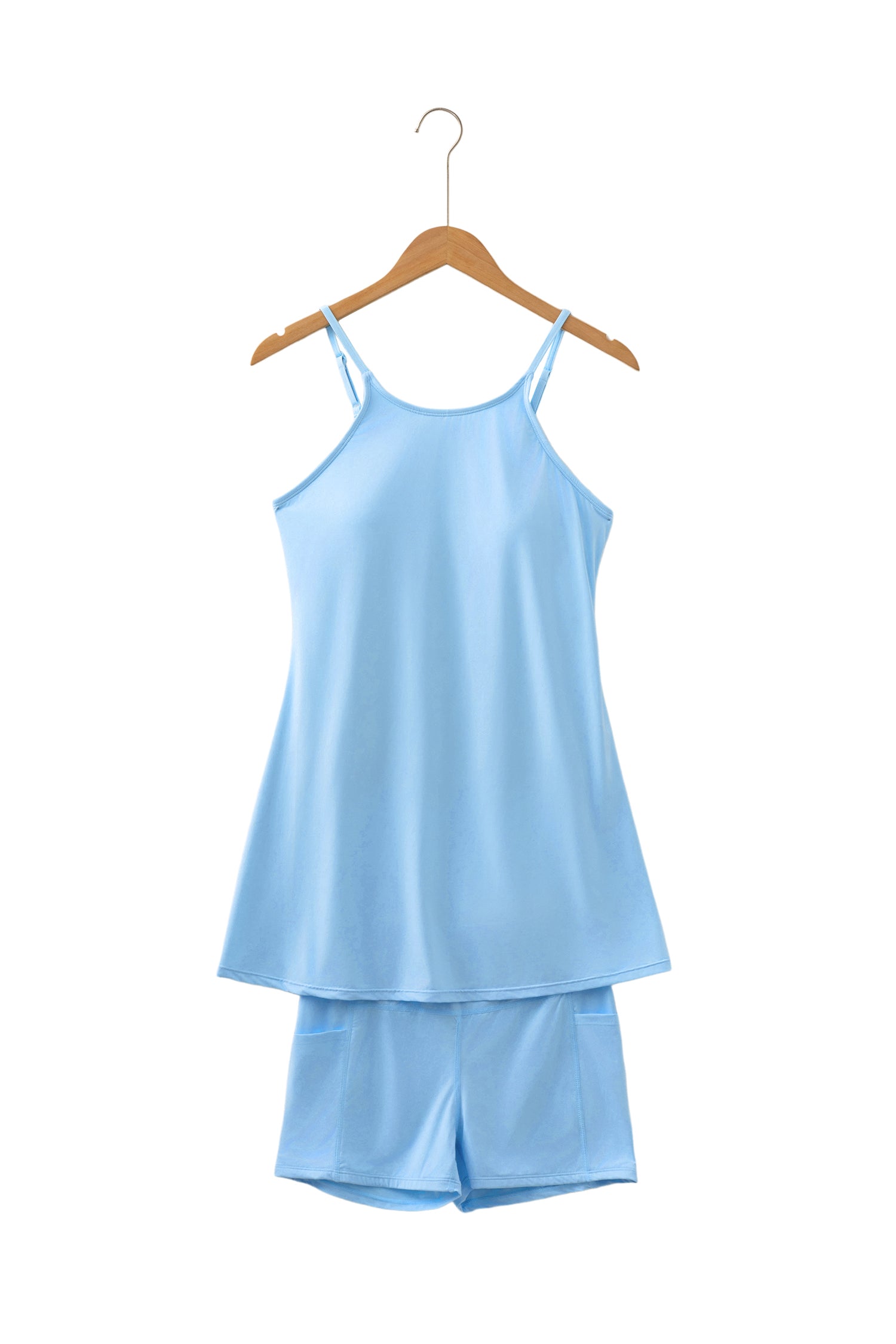 Solid Color Tunic Tank Dress Athletic Shorts Two-Piece Set — everyday dress for women | J&H Apparel