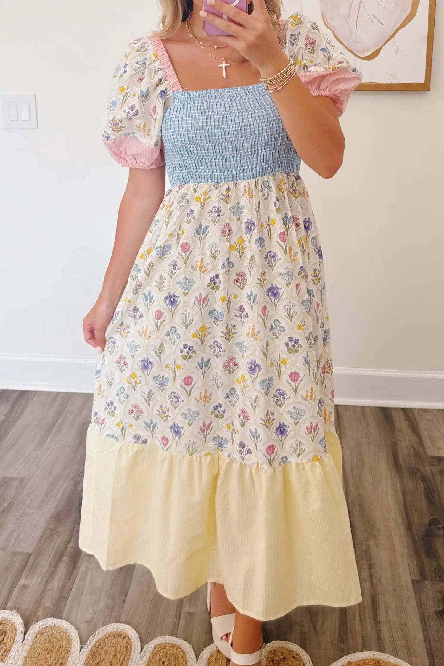 Patchwork floral maxi dress