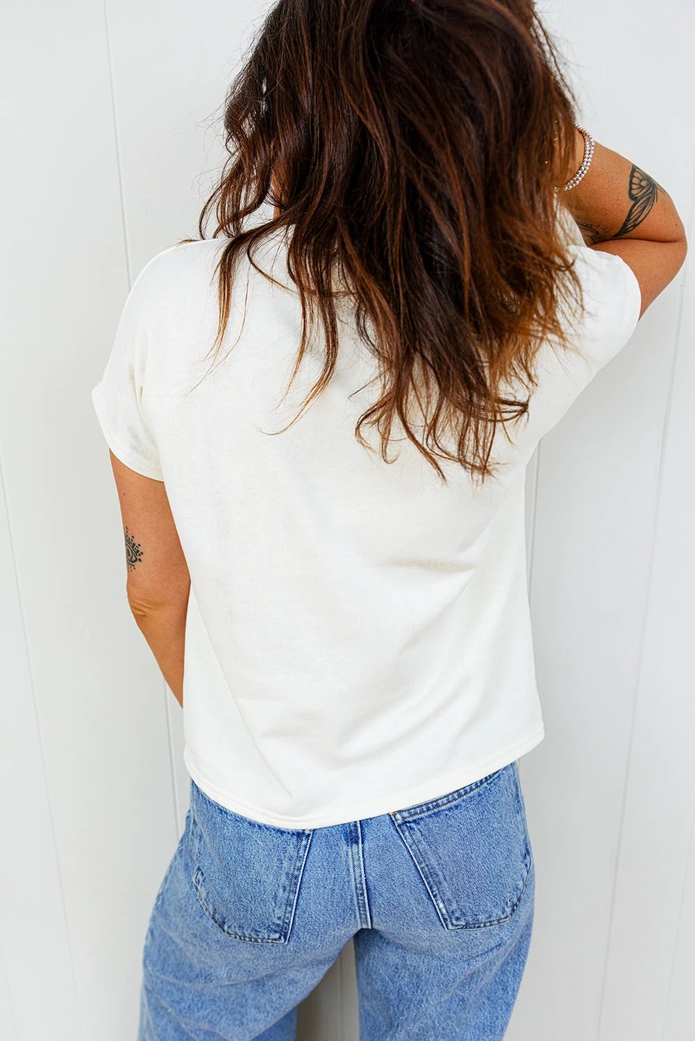white leopard bow embroidered cotton round neck t shirt for women casual everyday outfit