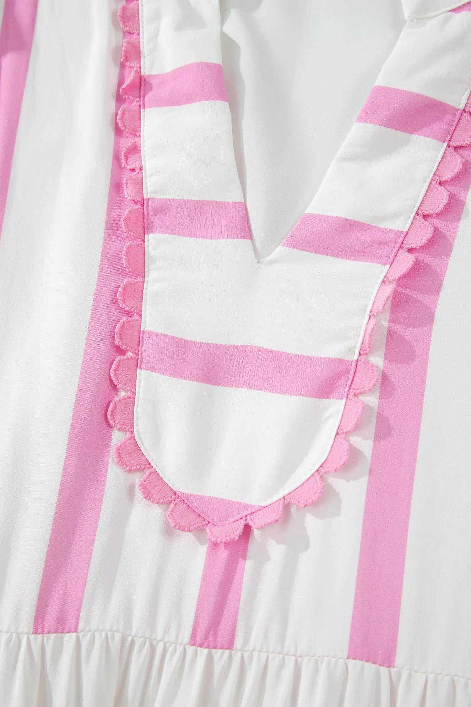 Stripe Ricrac Trim Maxi Dress with notched neck and half sleeves