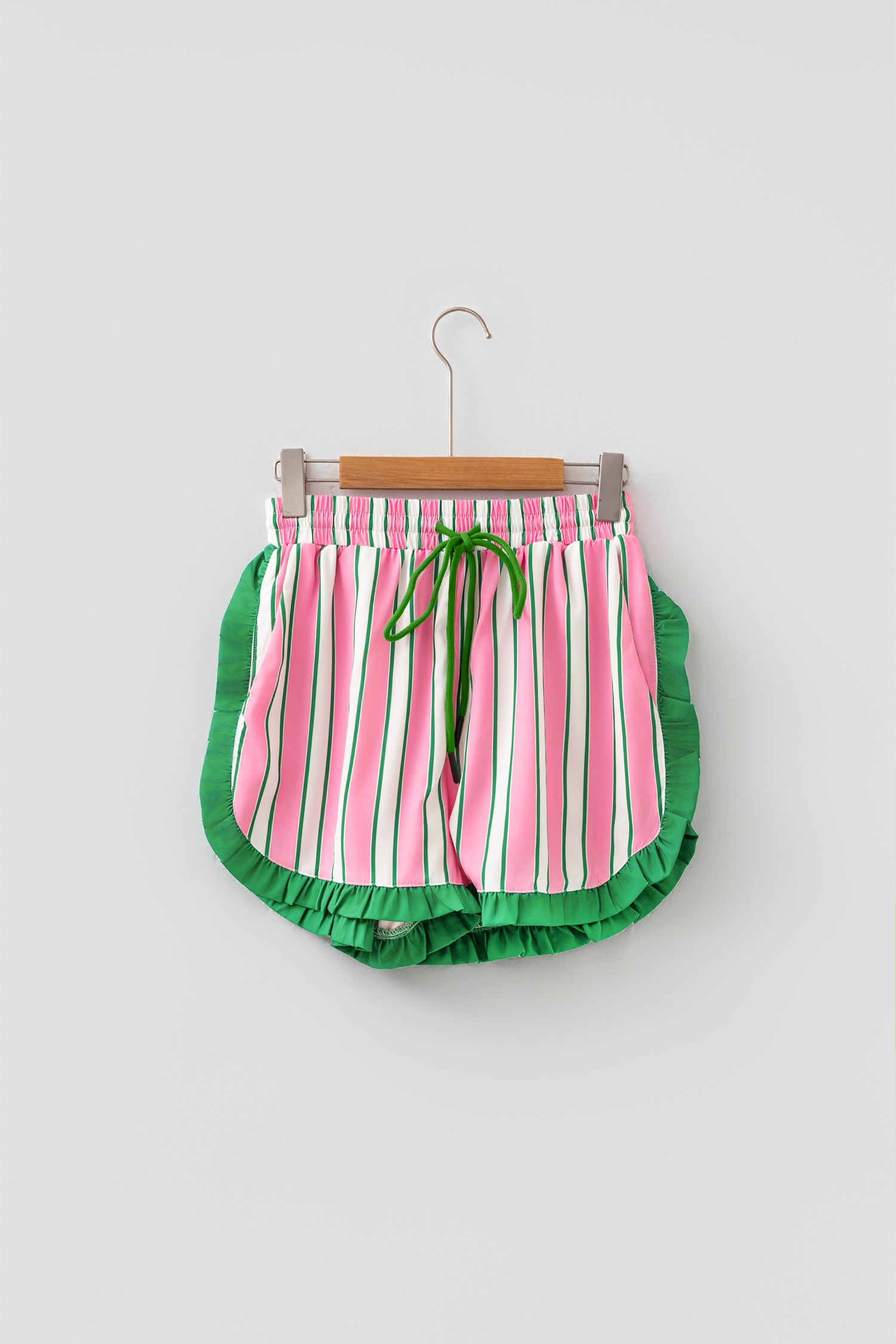 Polka Dot Contrast Ruffle Trim Shorts — women's everyday bottoms | J&H Apparel