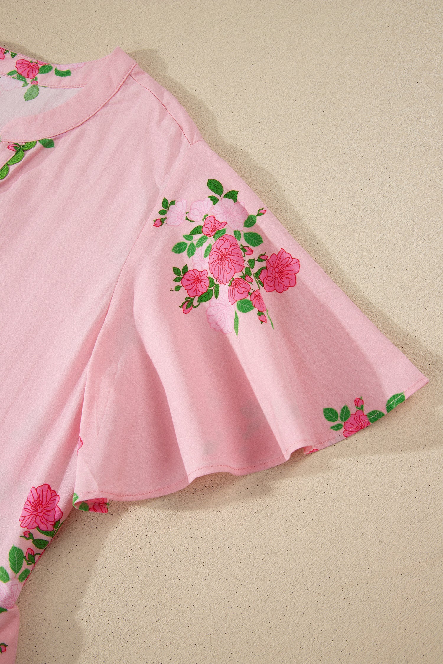 Main Character Energy | Floral Print Maxi Dress With Notched Neck Flutter Short Sleeve