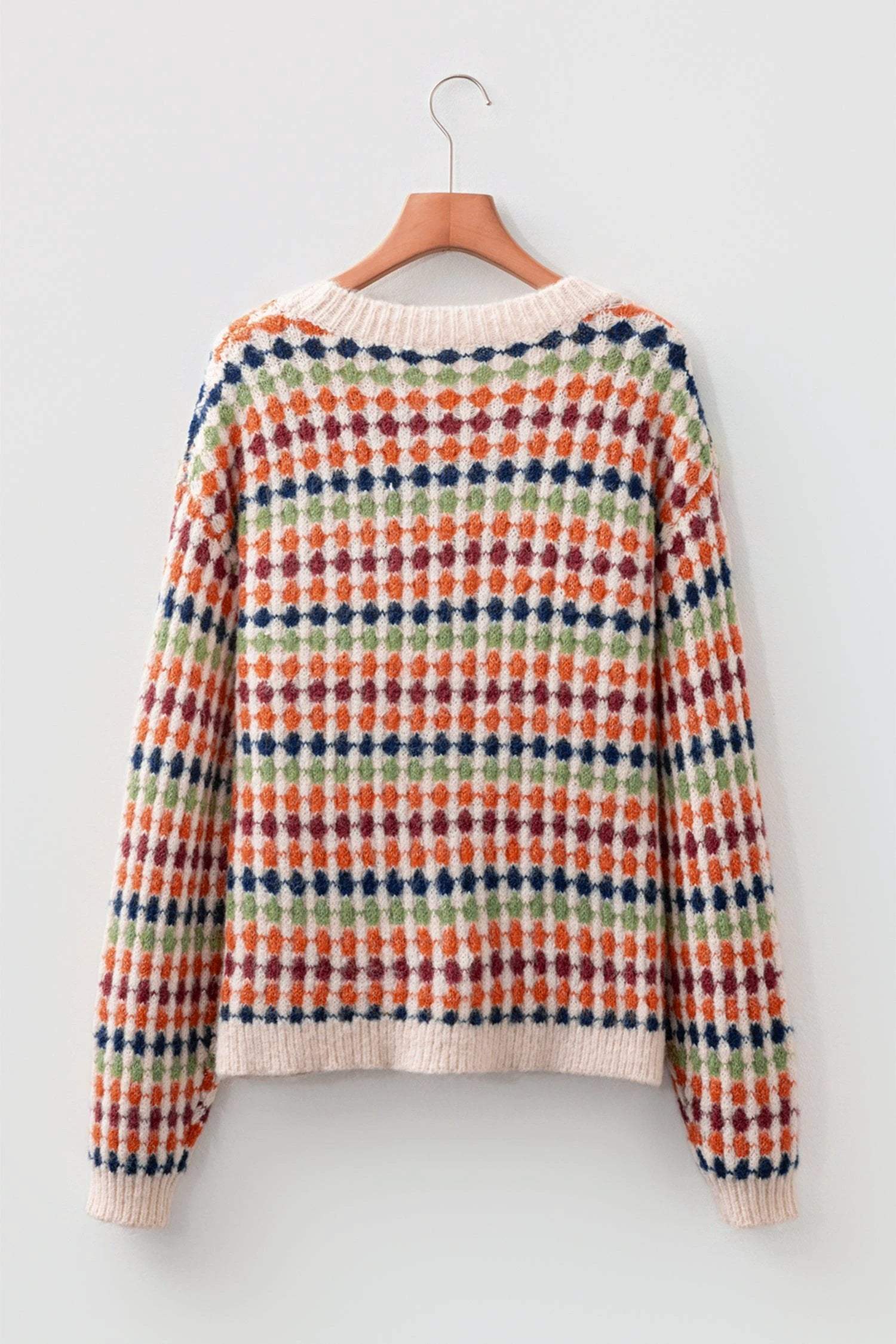 multicolour dotty striped pattern knit drop shoulder sweater for women casual everyday outfit