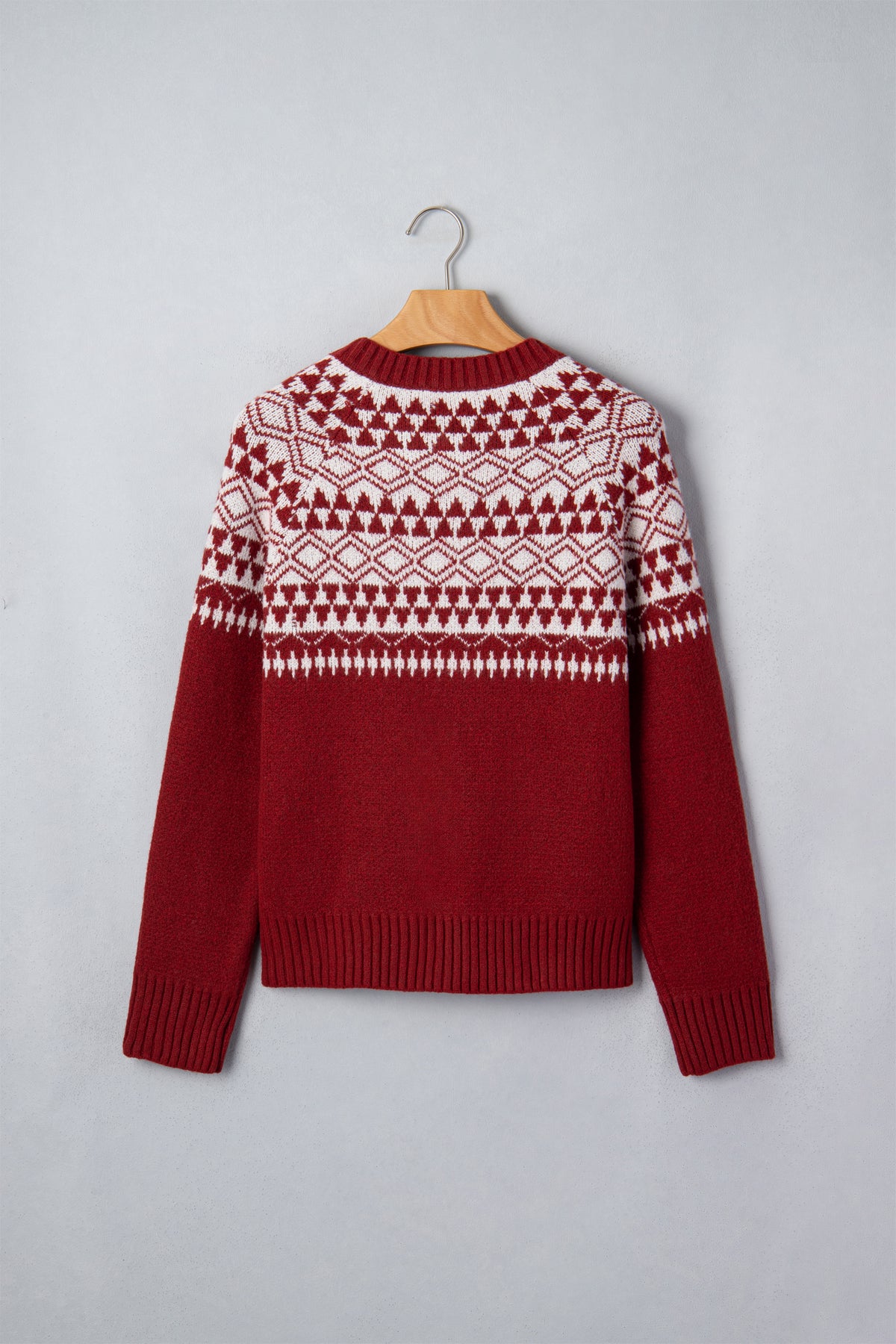 Geometric Print Button Front Long Sleeve Knitwear Cardigan