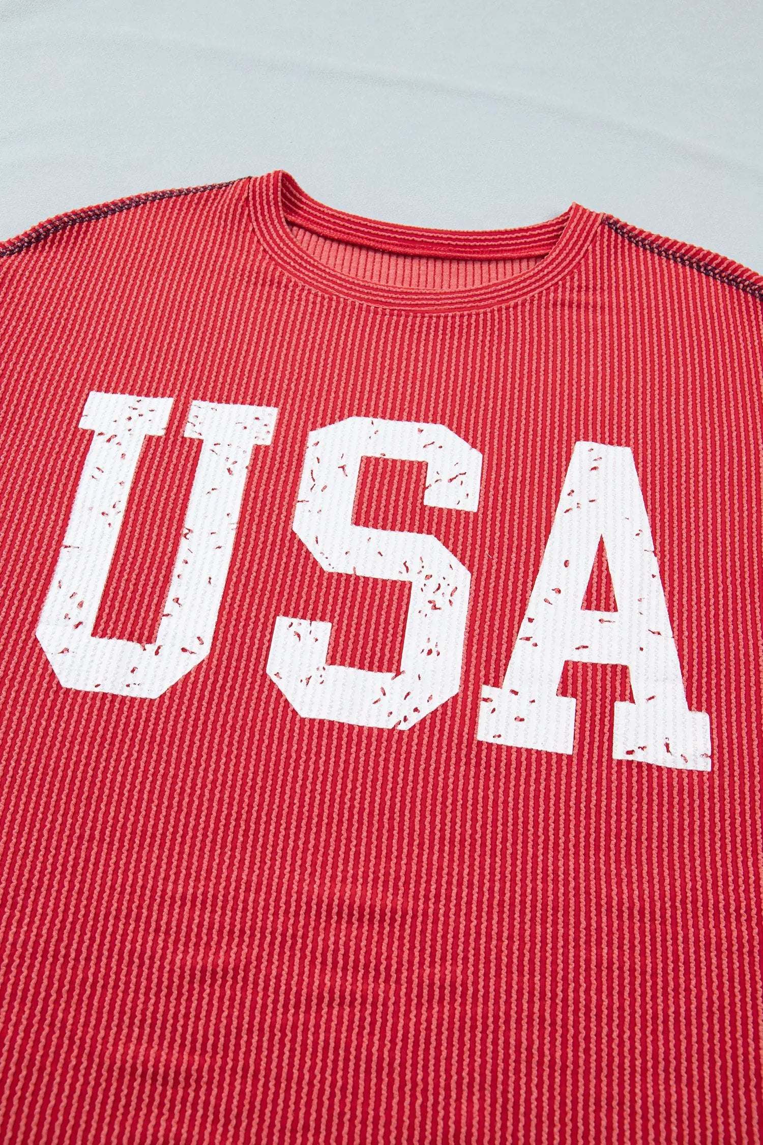 Oversized USA Graphic Ribbed Tee