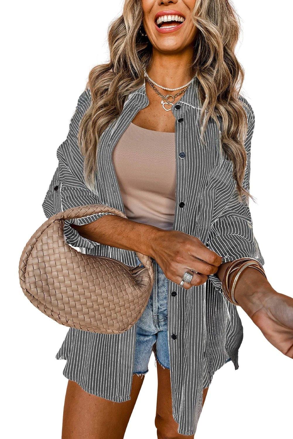 sky-blue stripe shirt