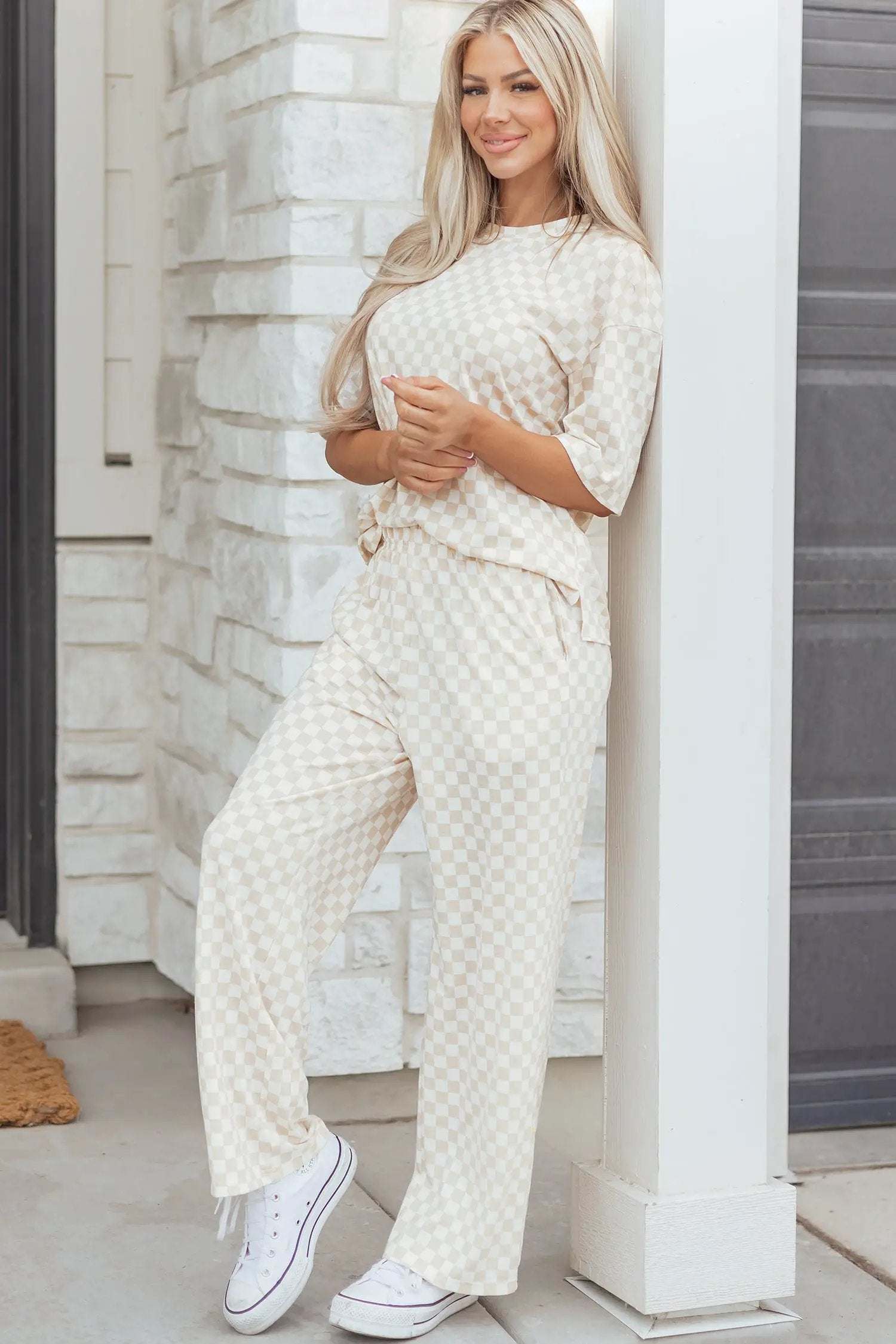 Checkered two-piece outfit set