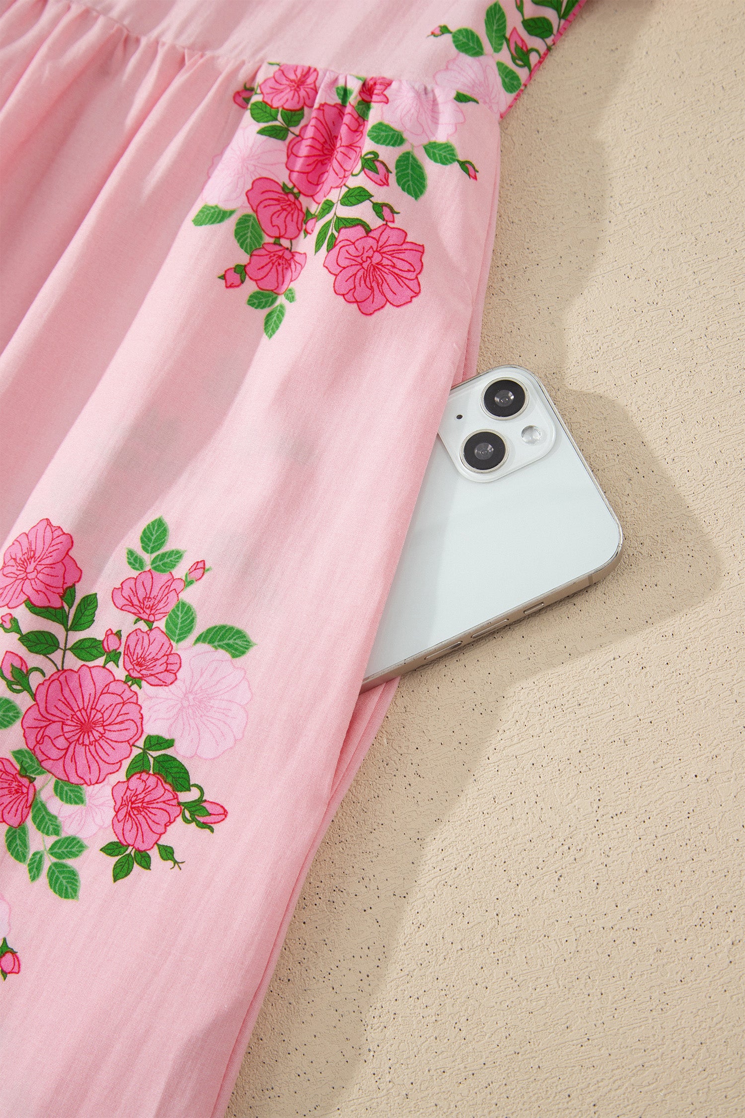 Main Character Energy | Floral Print Maxi Dress With Notched Neck Flutter Short Sleeve