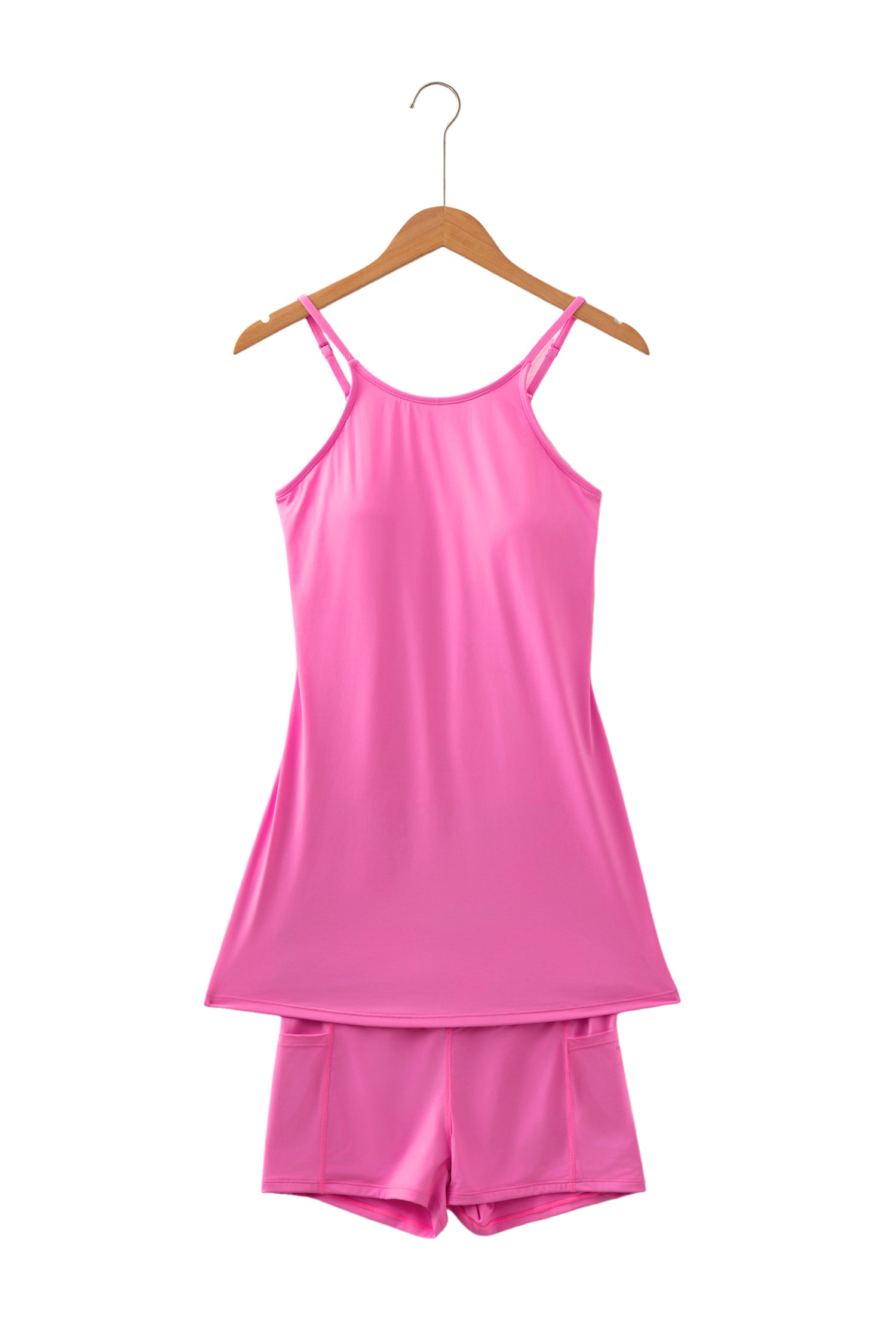 Solid Color Tunic Tank Dress Athletic Shorts Two-Piece Set — everyday dress for women | J&H Apparel