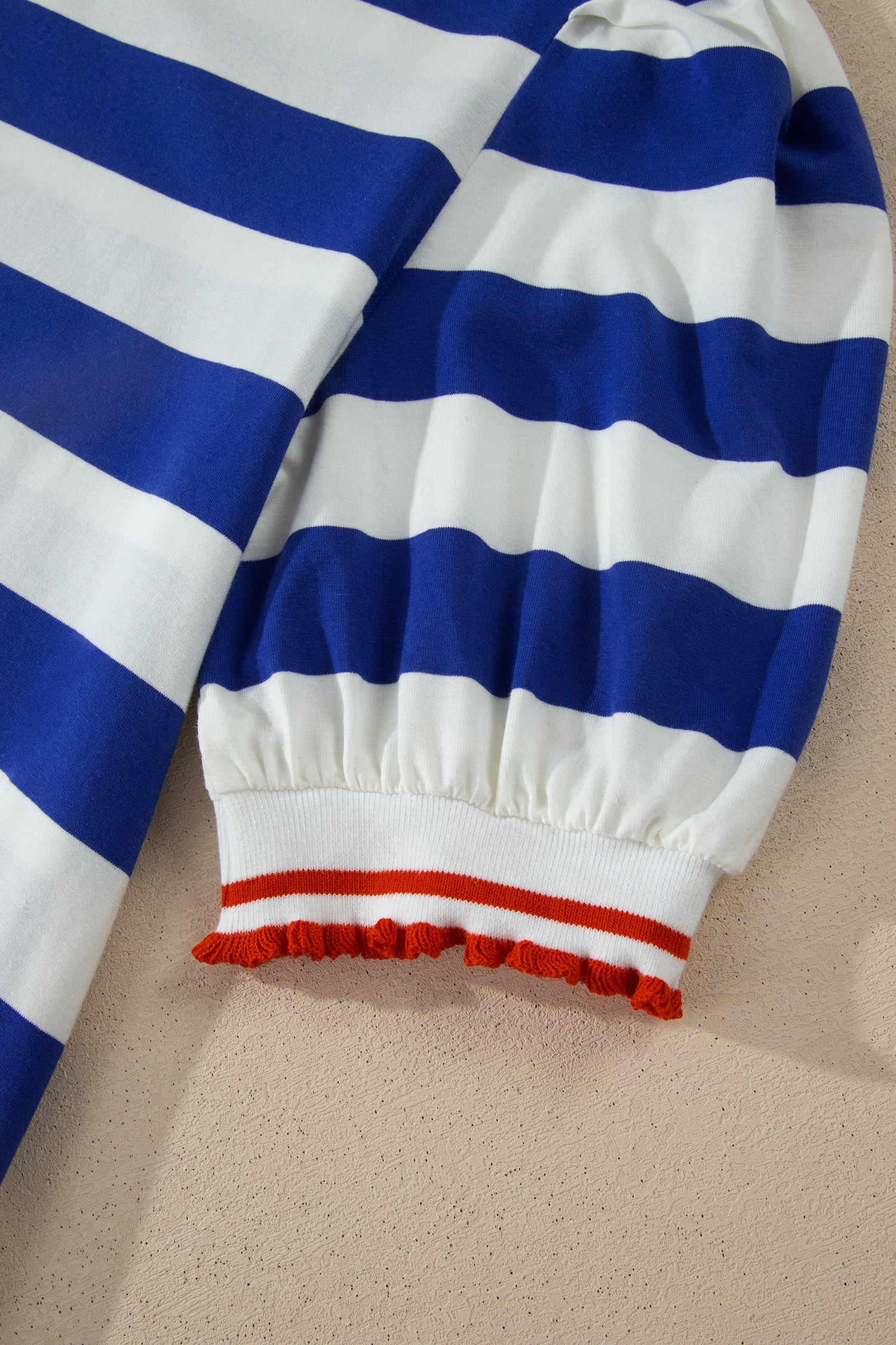 Stripe Contrast Trim Round Neck Short Puff Sleeve Shift Mini Dress — everyday dress for women | J&H Apparel