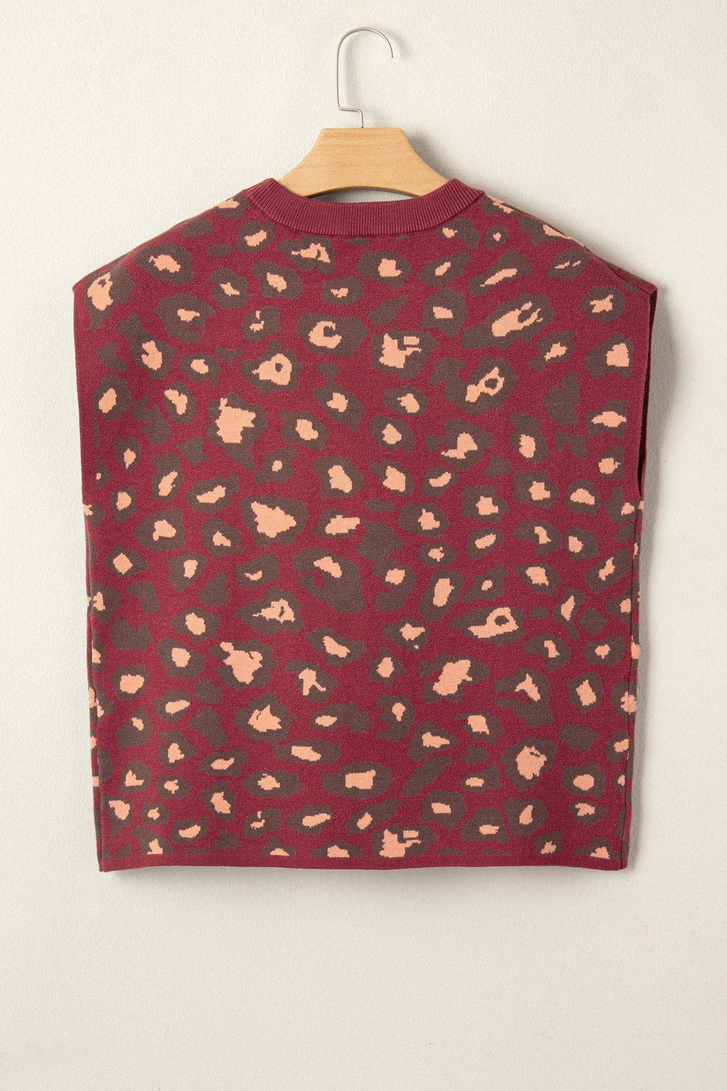 red leopard print cap sleeve knitted top for women casual everyday outfit