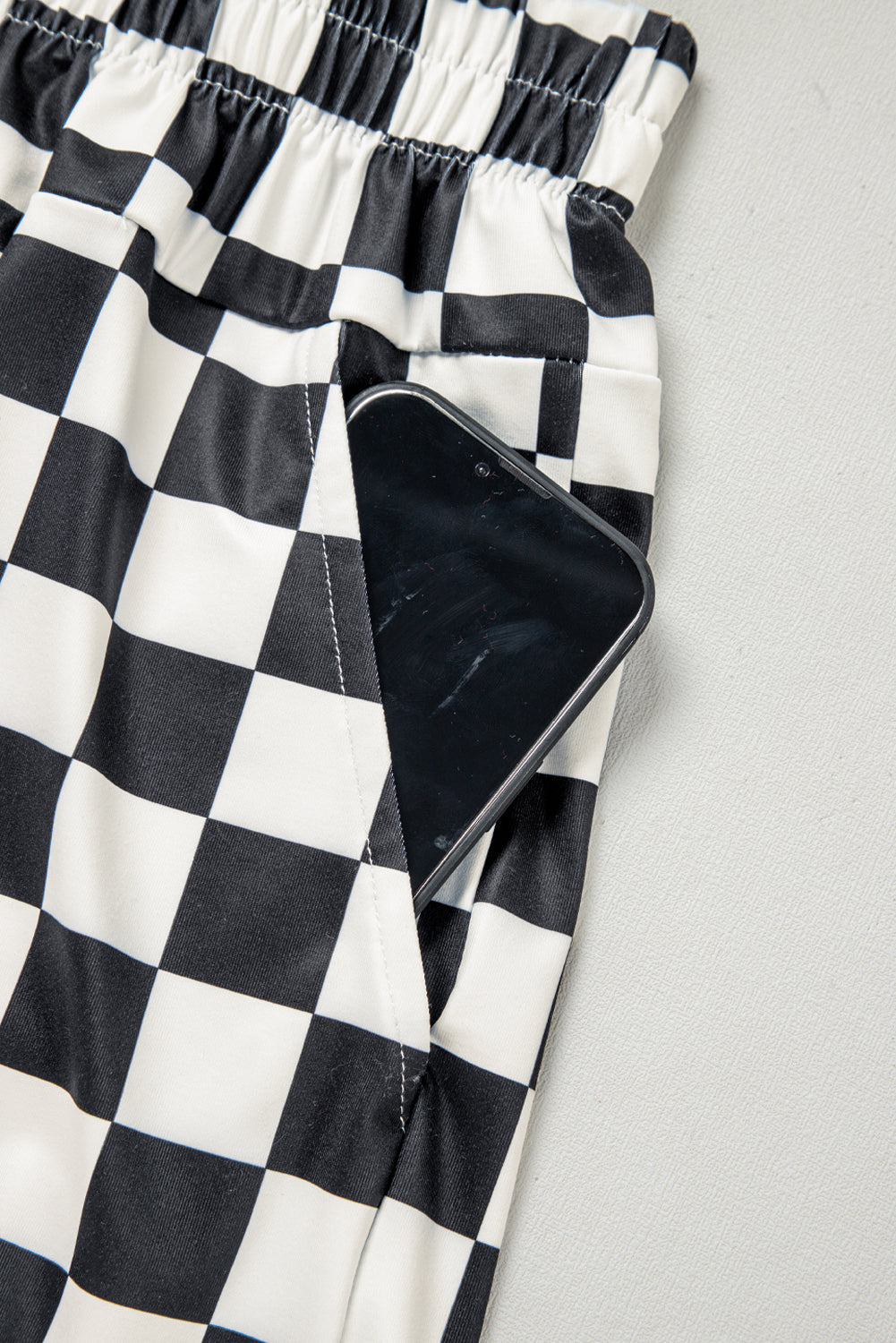 Checkered Print High-Waisted Casual Shorts — women's everyday bottoms | J&H Apparel