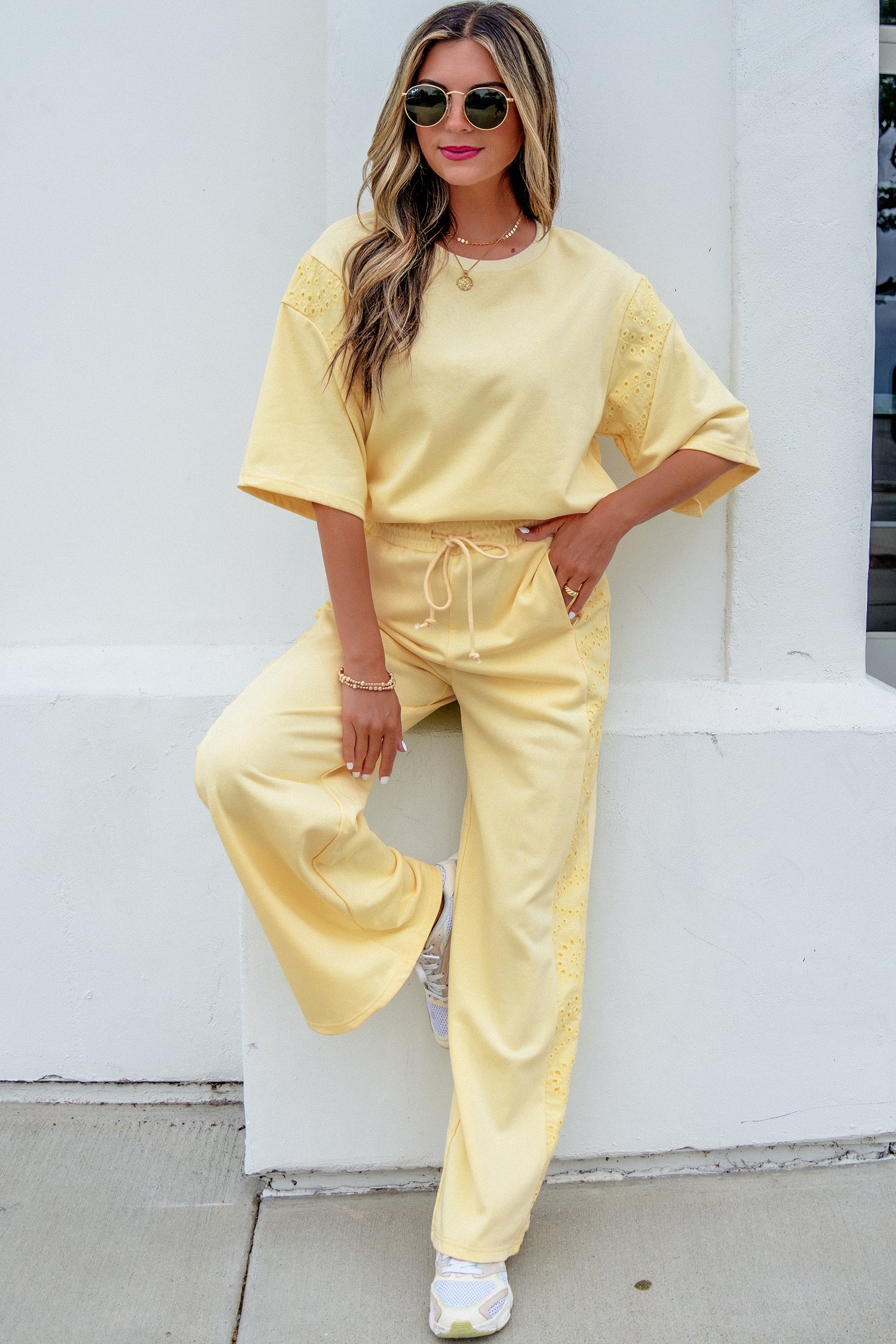 Patchwork Top and Elastic-Waist Pants — women's everyday pants | J&H Apparel