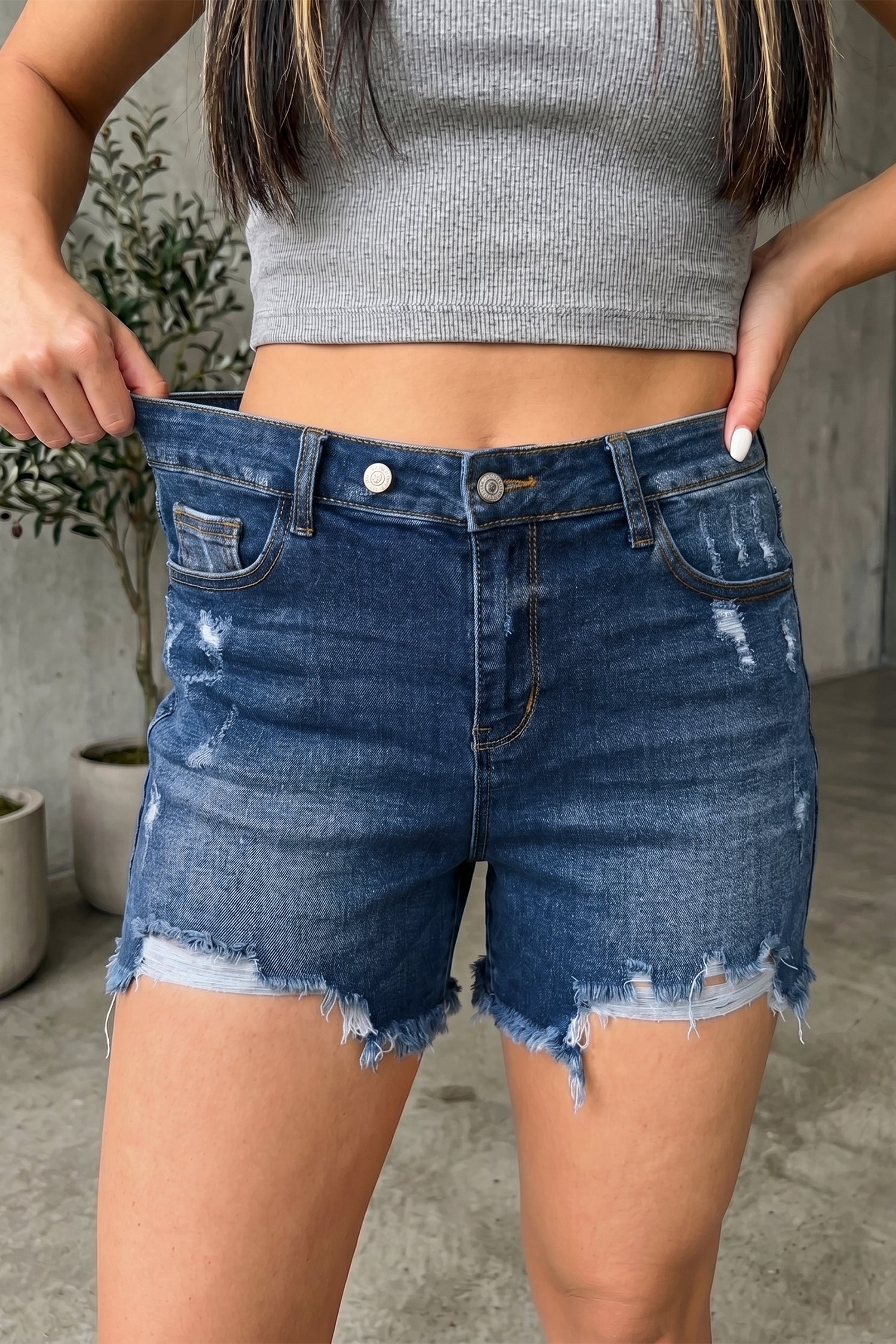 Distressed Denim Shorts | Asymmetric Raw-Hem Casual Style
