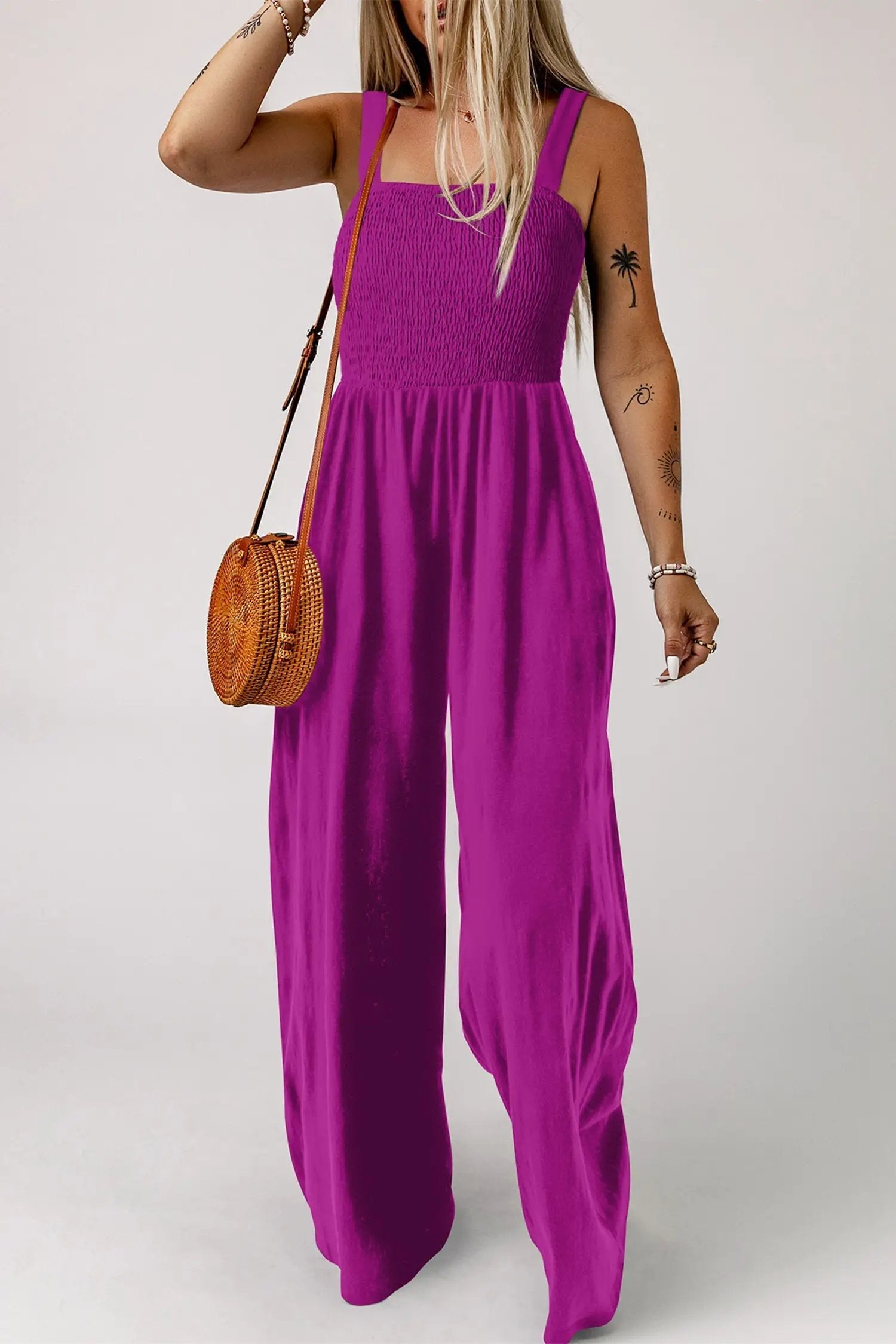 Smocked Square Neck Jumpsuit