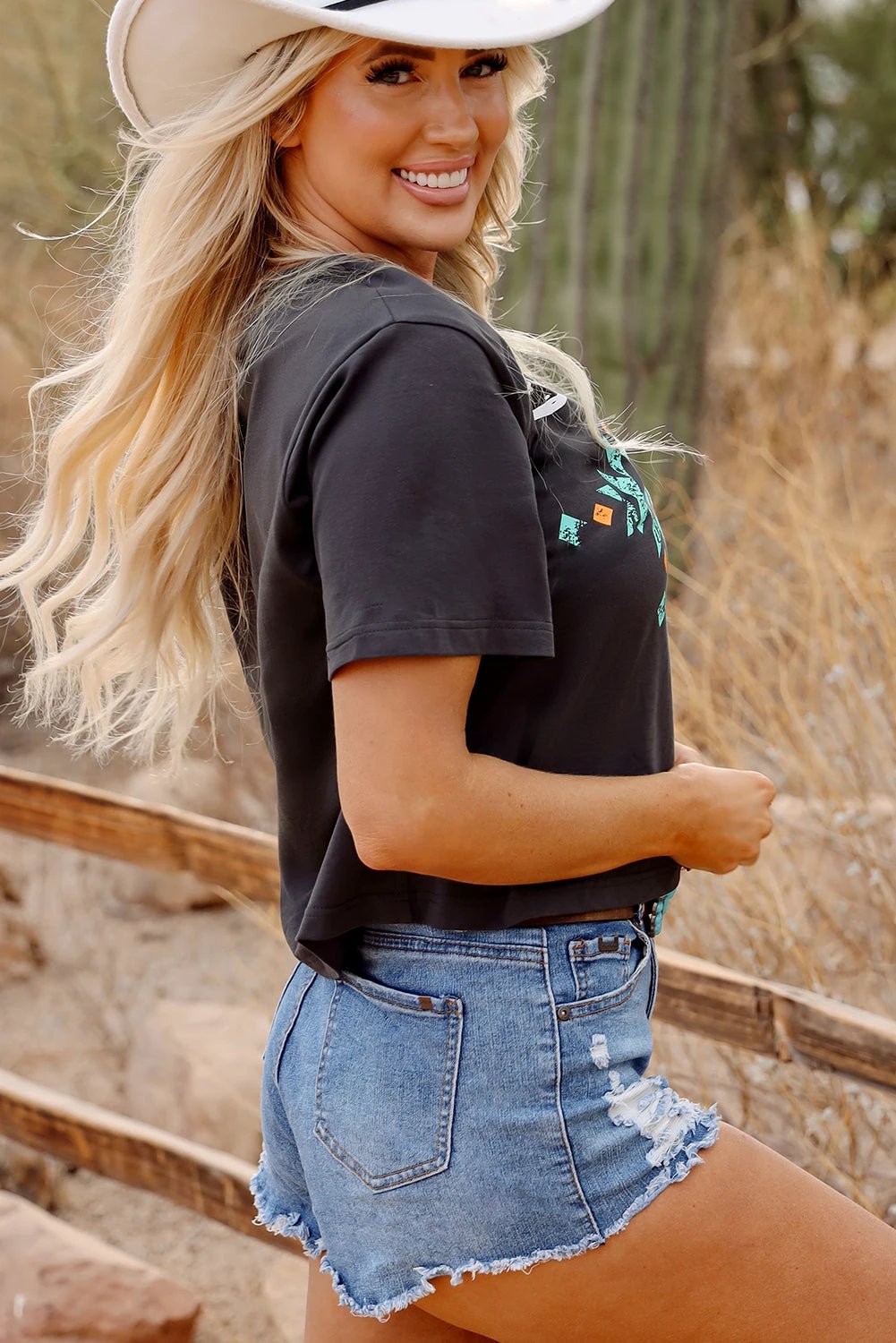 Turquoise Aztec Bull Skull Graphic Tee
