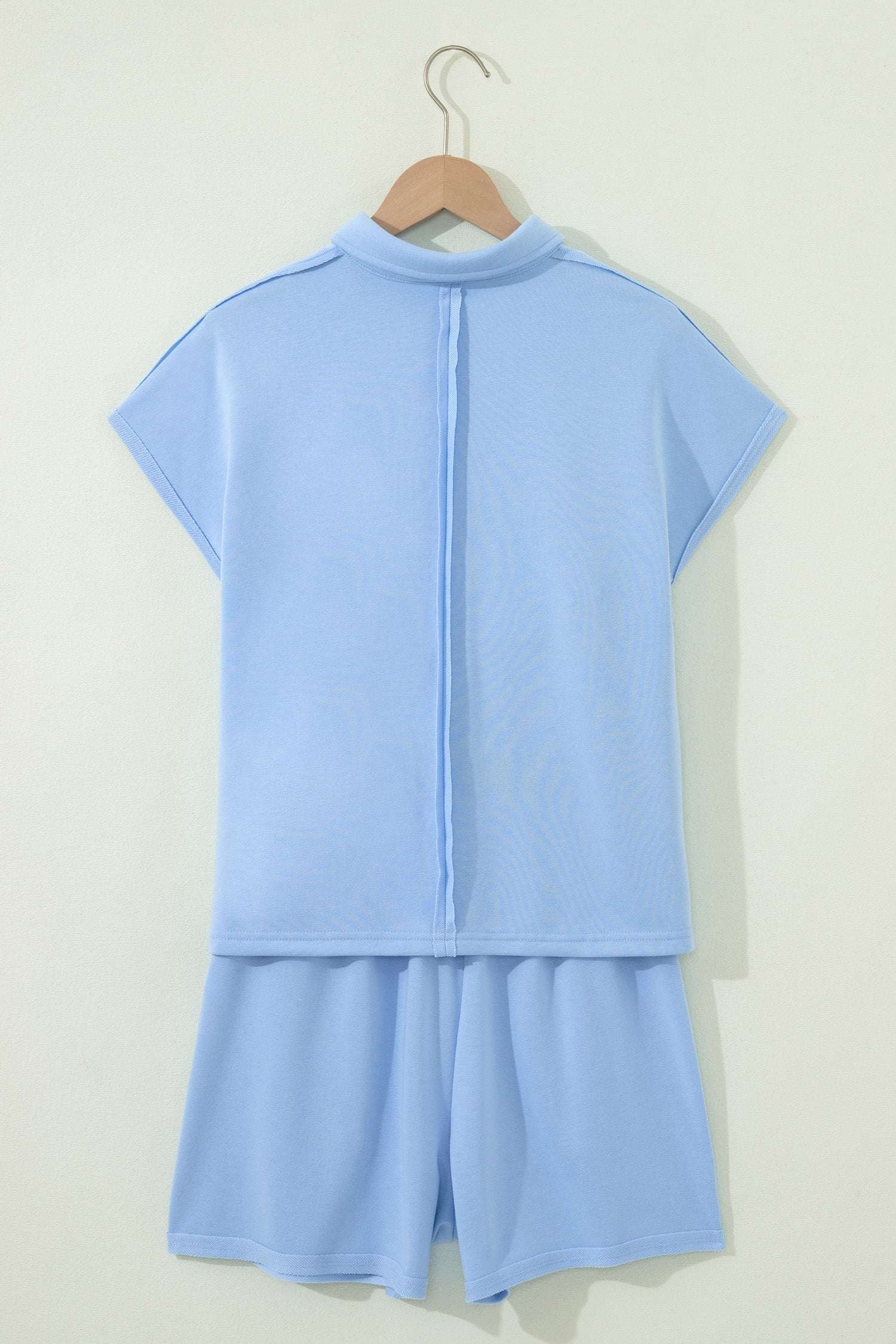 Loose Polo Tee Short Set with elastic waist shorts vacation outfit