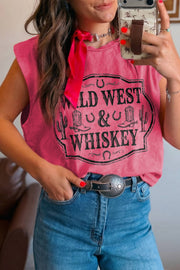 Toner Washed West Whiskey Print Sleeveless Muscle Top — women's everyday top | J&H Apparel