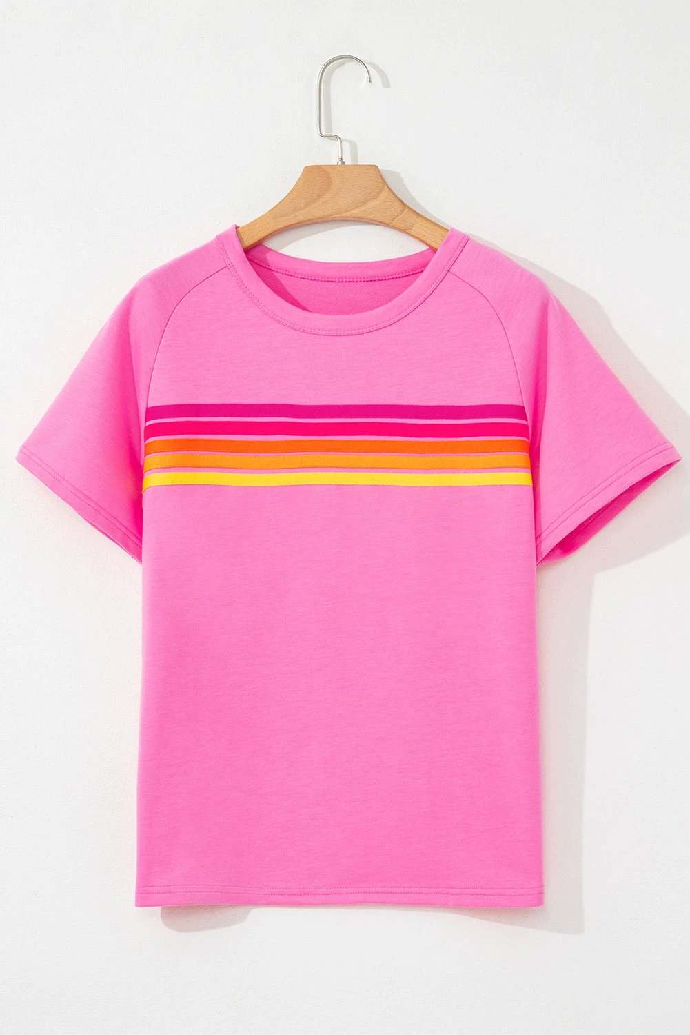 Soft Denim Blue striped patch front casual tee for women casual everyday outfit