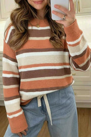 Stripe Drop-Shoulder Loose Pullover Sweater