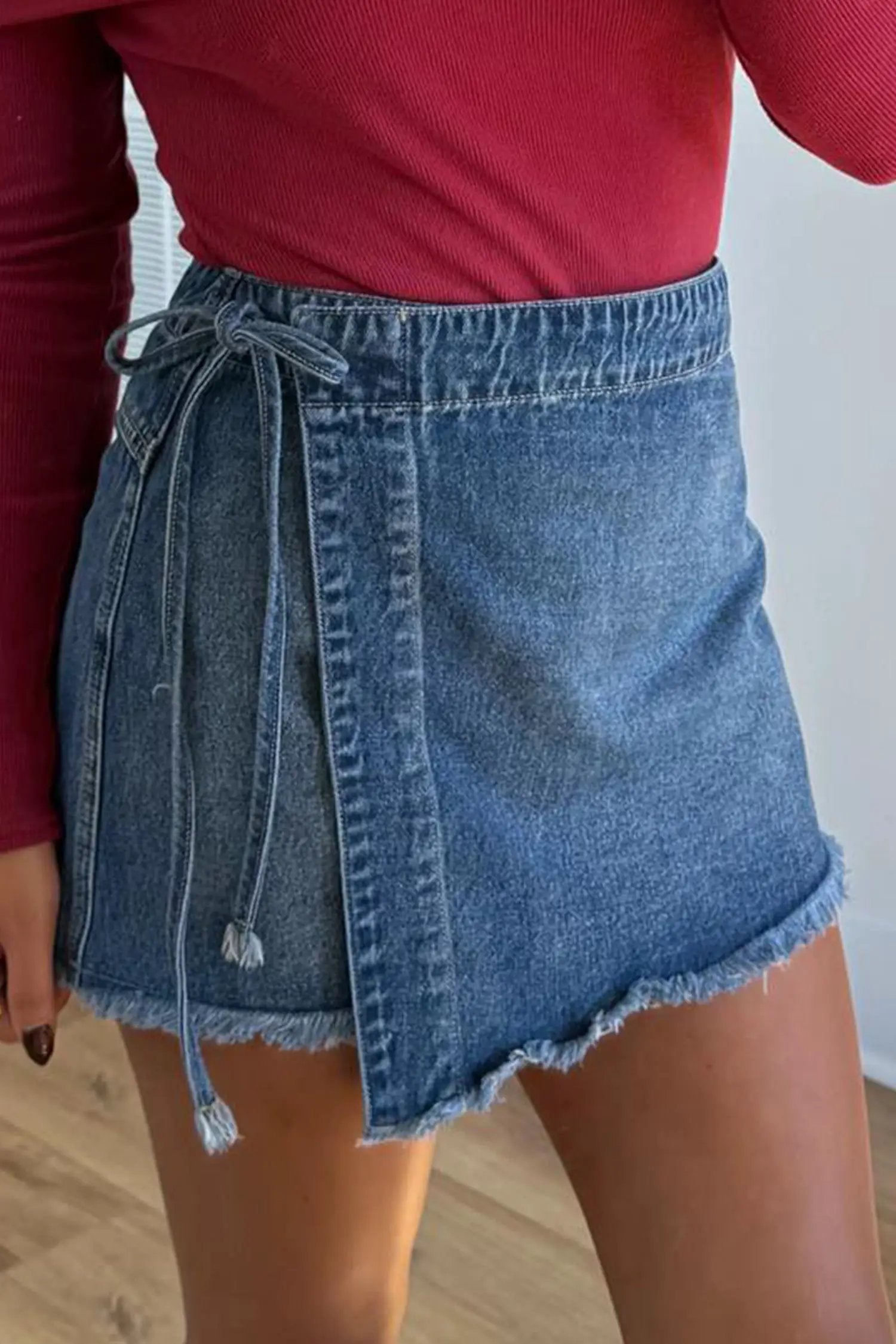 Ashleigh Blue Wrapped Tied Waist Denim Skort