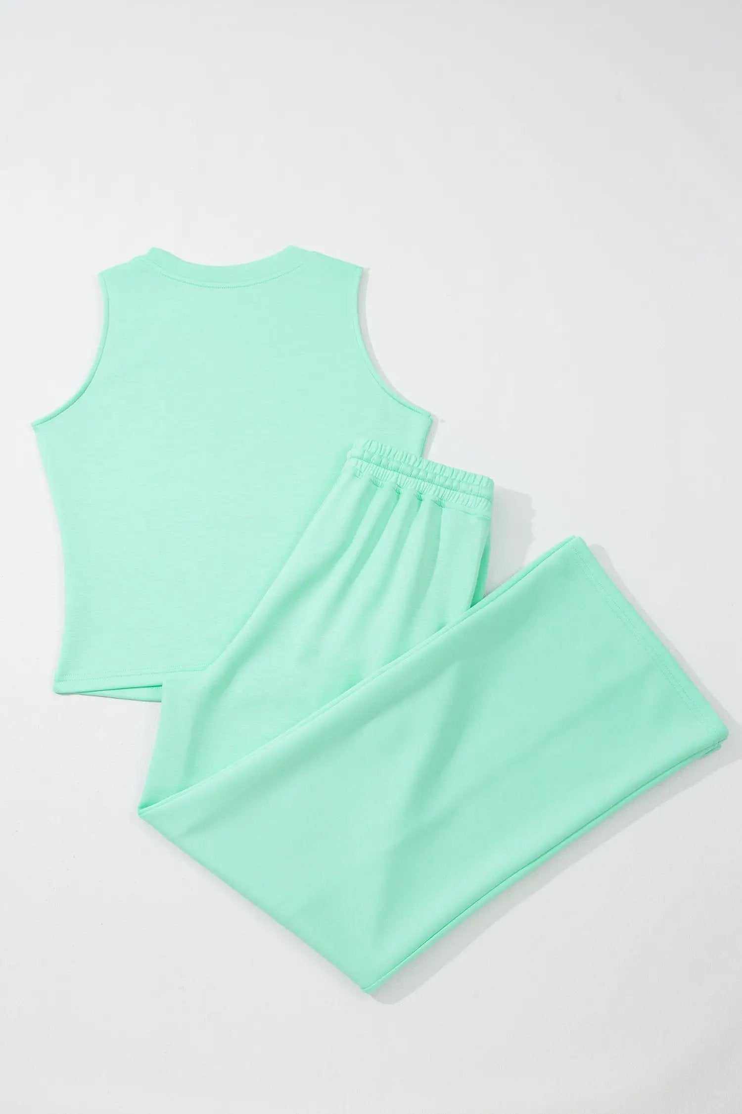 Two-Piece Matching Set with drawstring waist and wide-leg pants