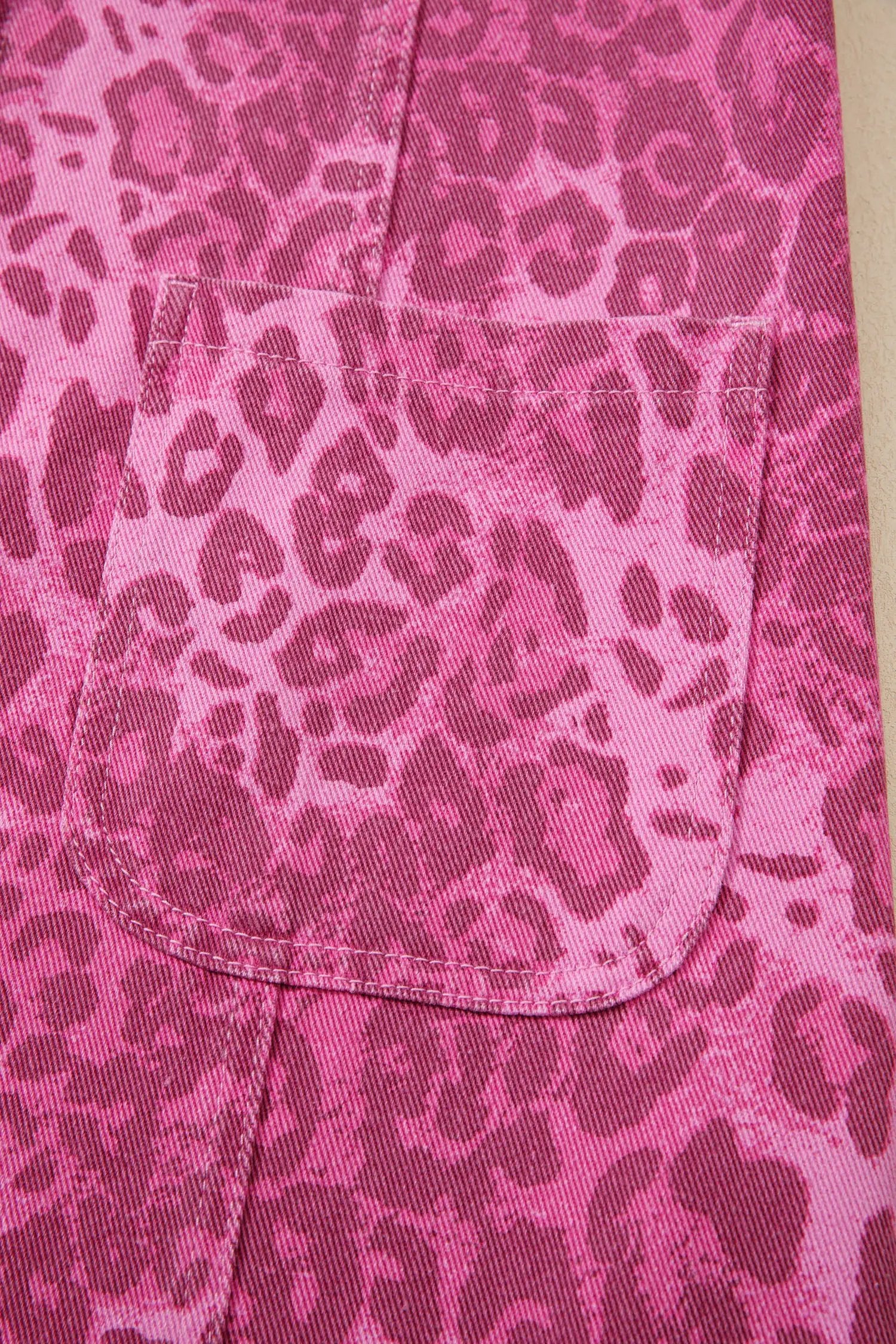 Dear-Lover Dropshipping Pink Leopard Denim Buttoned Shift Sleeveless Dress - Dresses/Mini Dresses