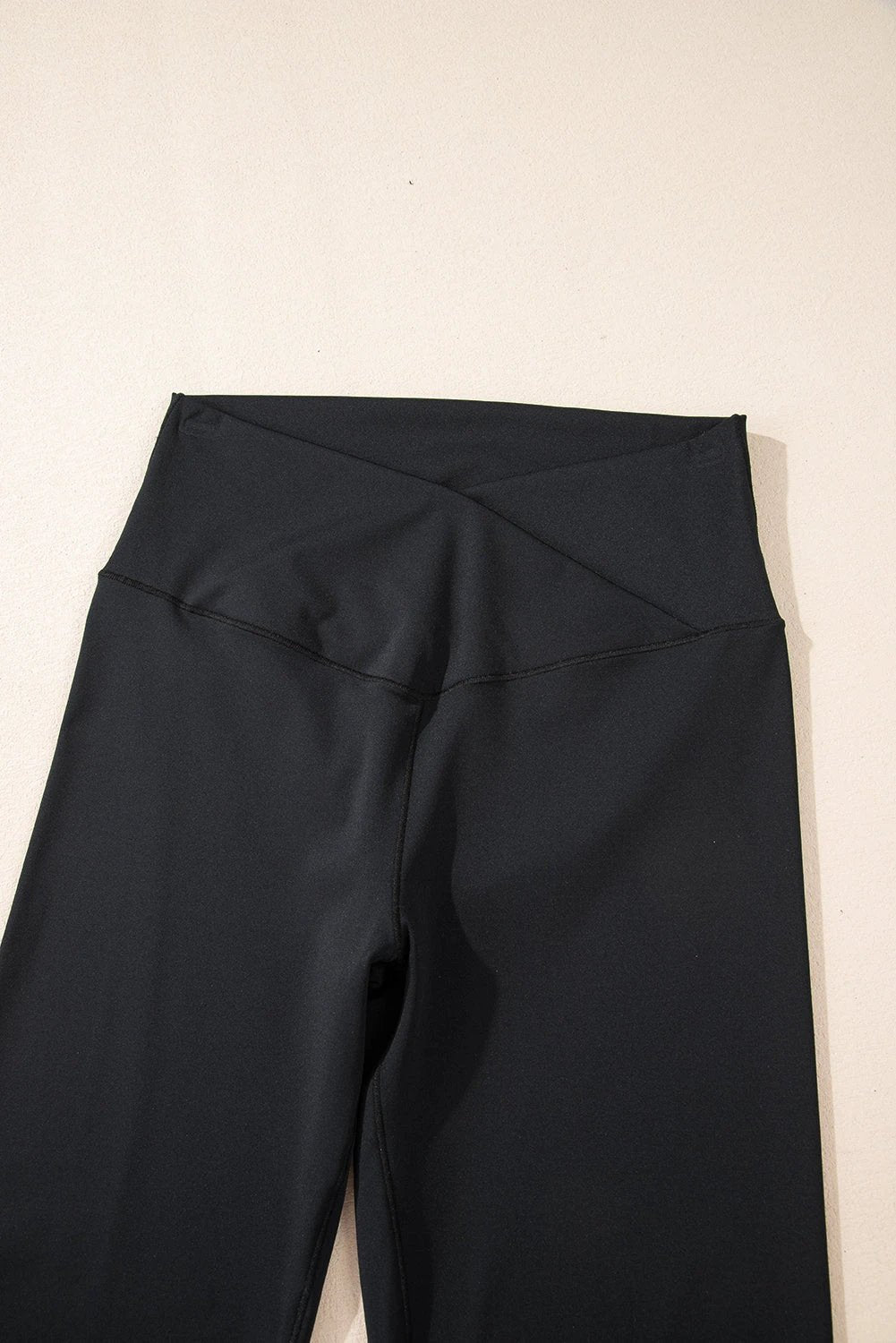 black v shape high waist flared leggings for women casual everyday outfit