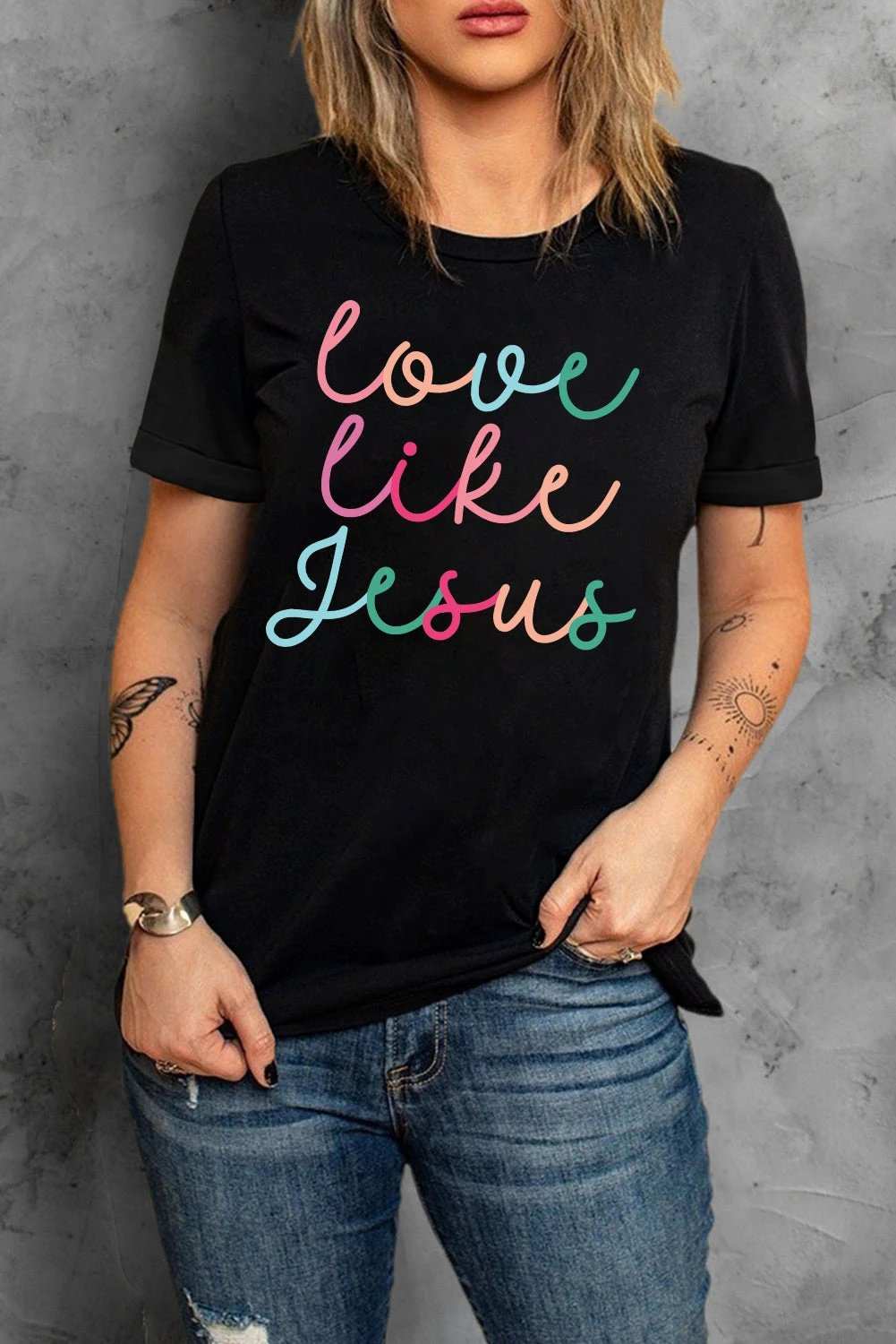 Love Like Jesus Graphic Tee crew neck faith-inspired casual shirt
