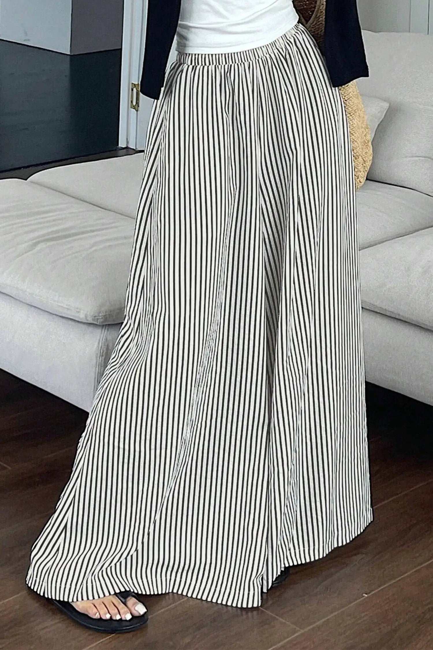 Striped Wide-Leg Pants with elastic waist and ultra wide-leg silhouette