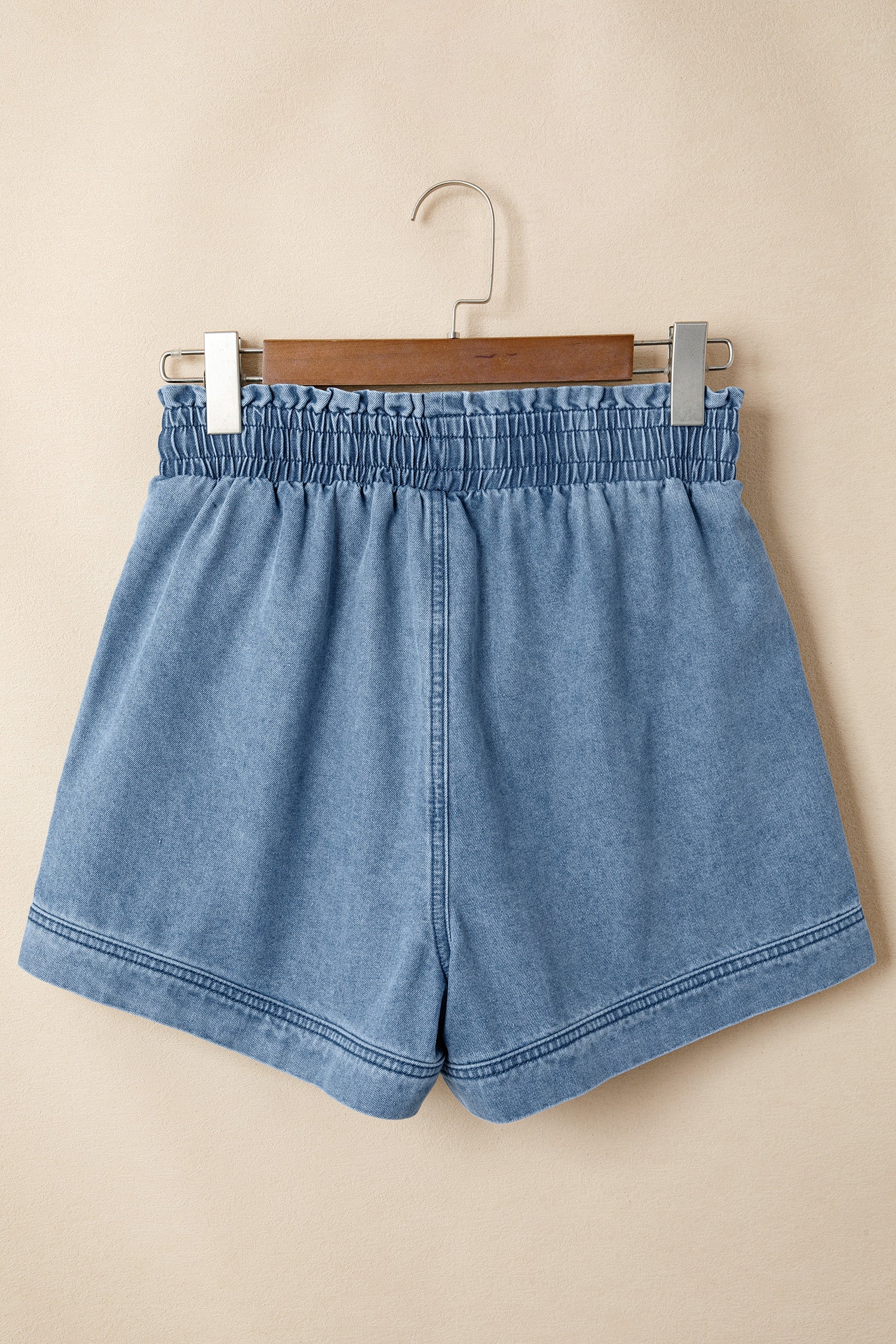 Smocked Denim Shorts | Elastic Waist High Rise Casual Style