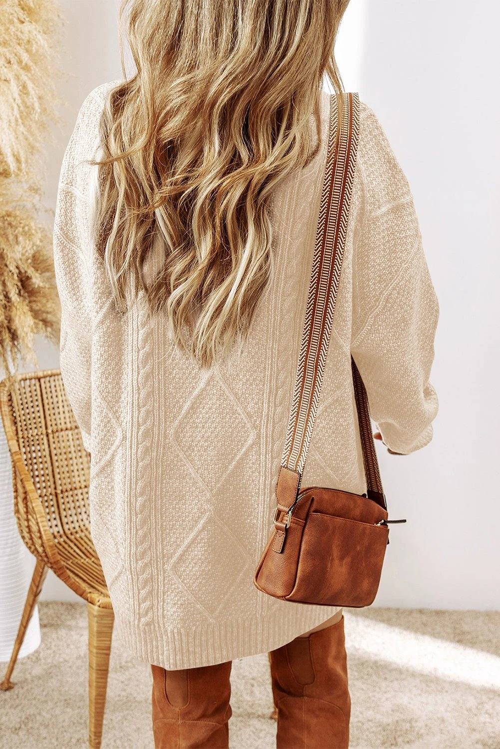 Cable knit drop-shoulder Sweater Dress | Cozy Confidence - Shop now.