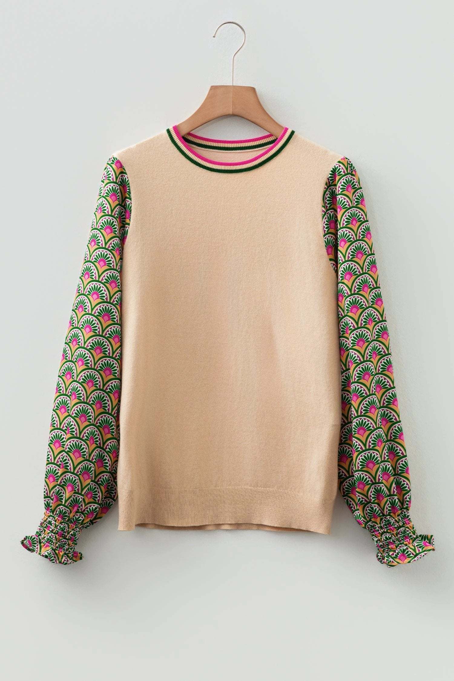  floral patchwork knit sweater for women casual everyday outfit