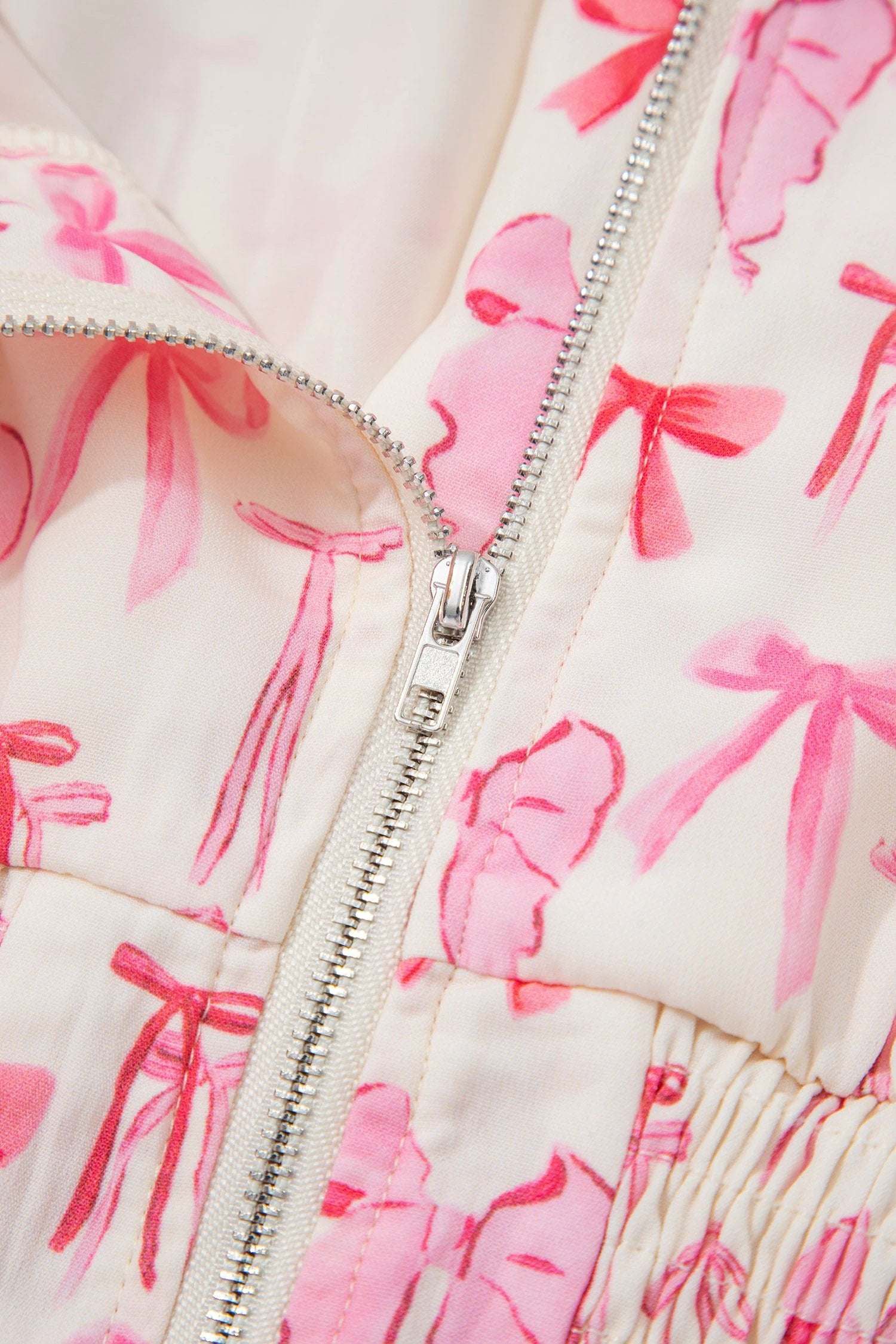 pink full zip cinched waist sleeveless bow mini dress for women casual everyday outfit