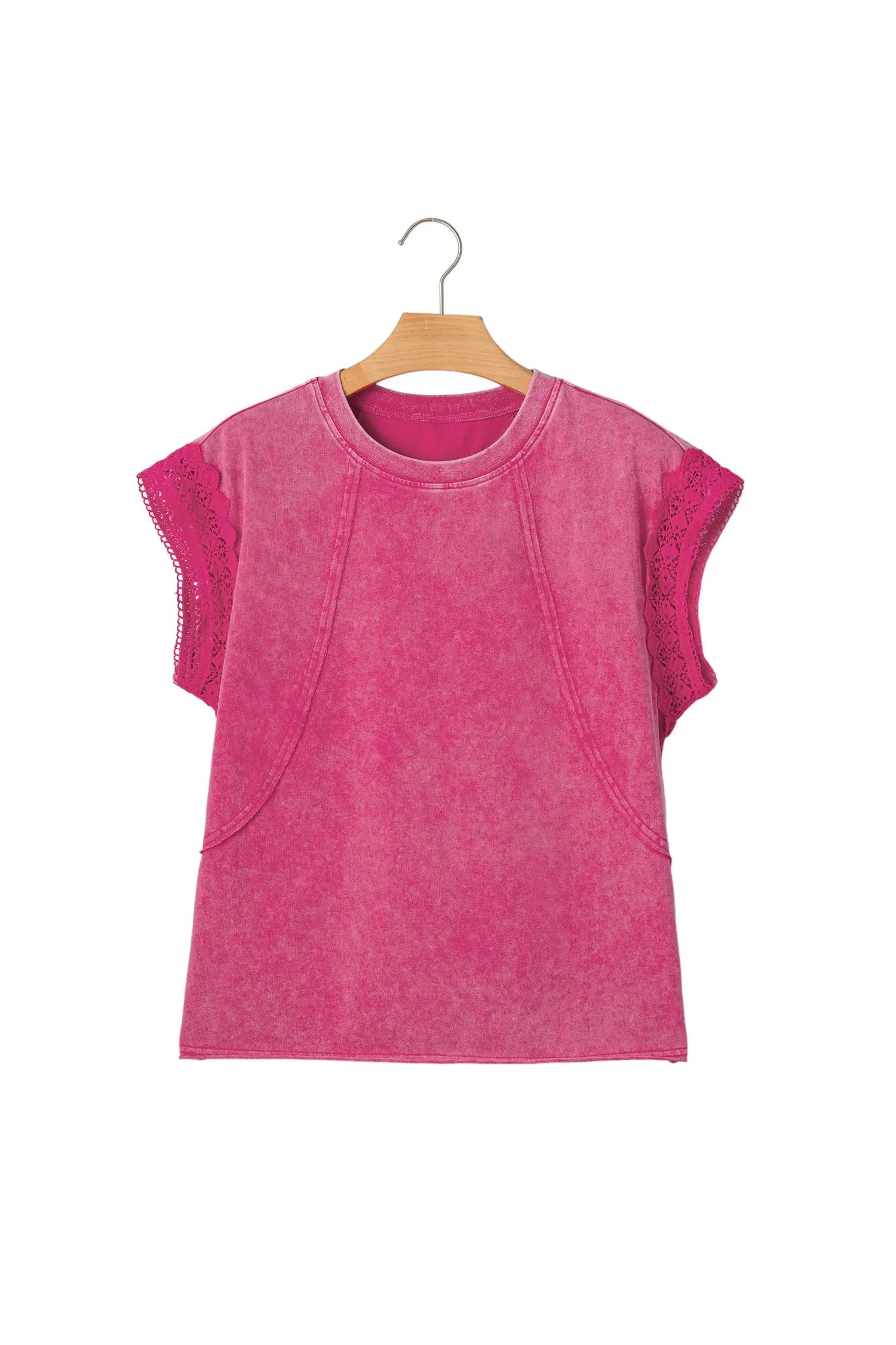 mineral wash lace trim cap sleeve top