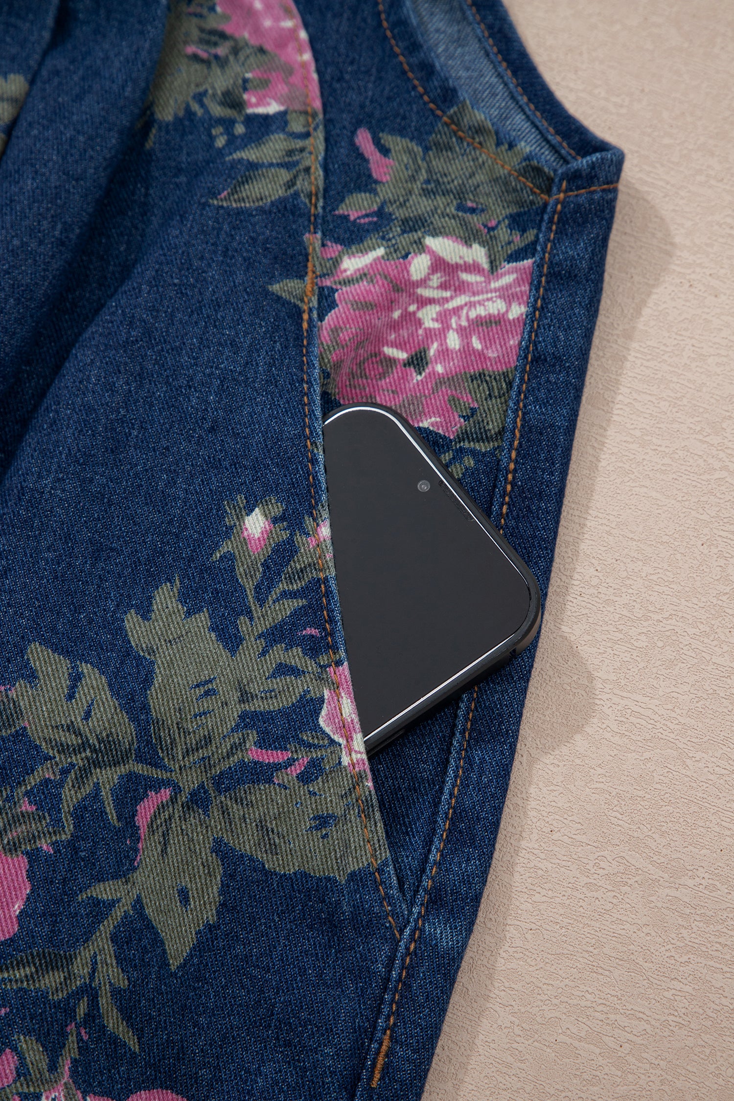 Floral Denim Jumpsuit