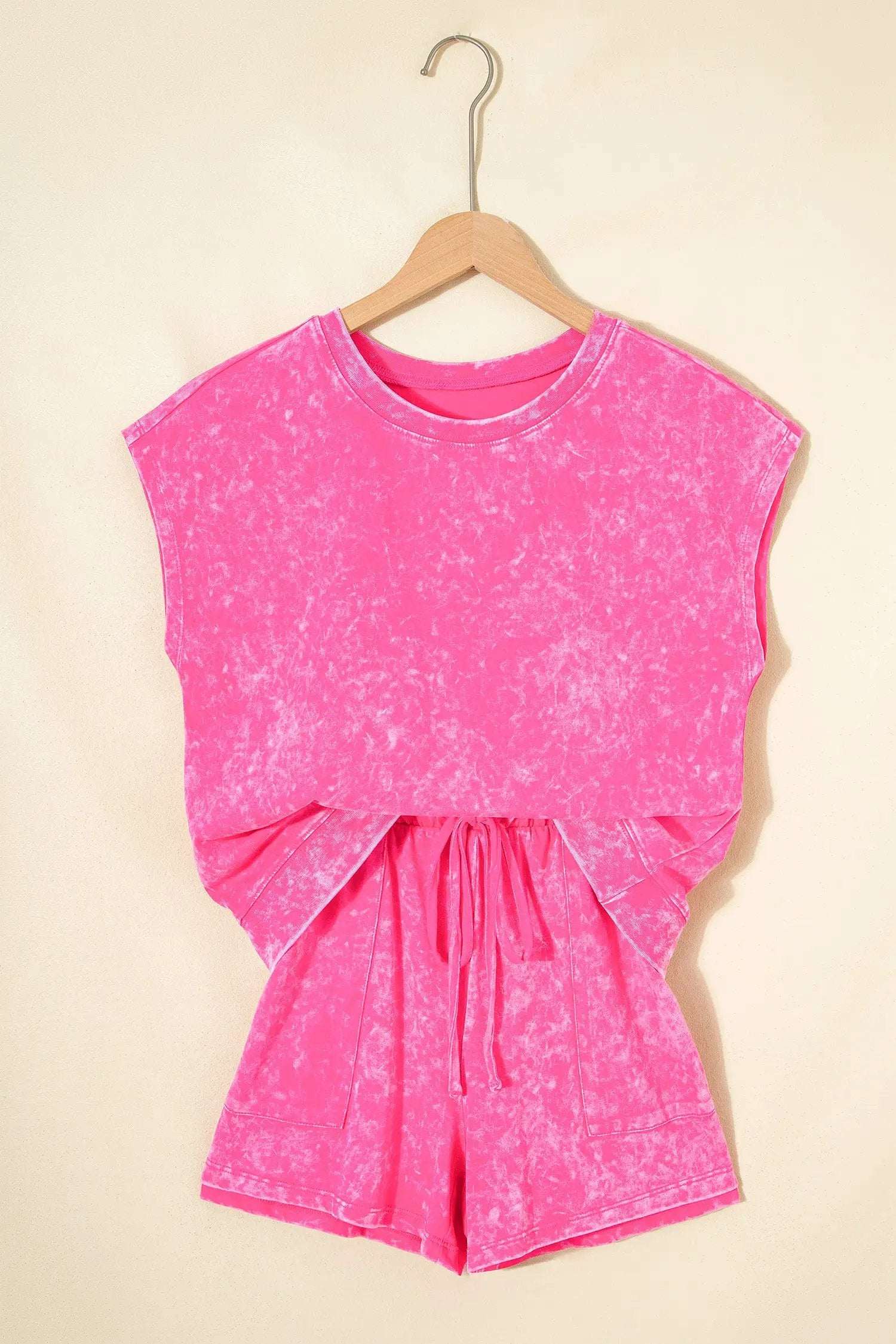 J&H Apparel Red Mineral Wash Cotton Short Set - Outfit Sets Two Piece Sets/Short Sets
