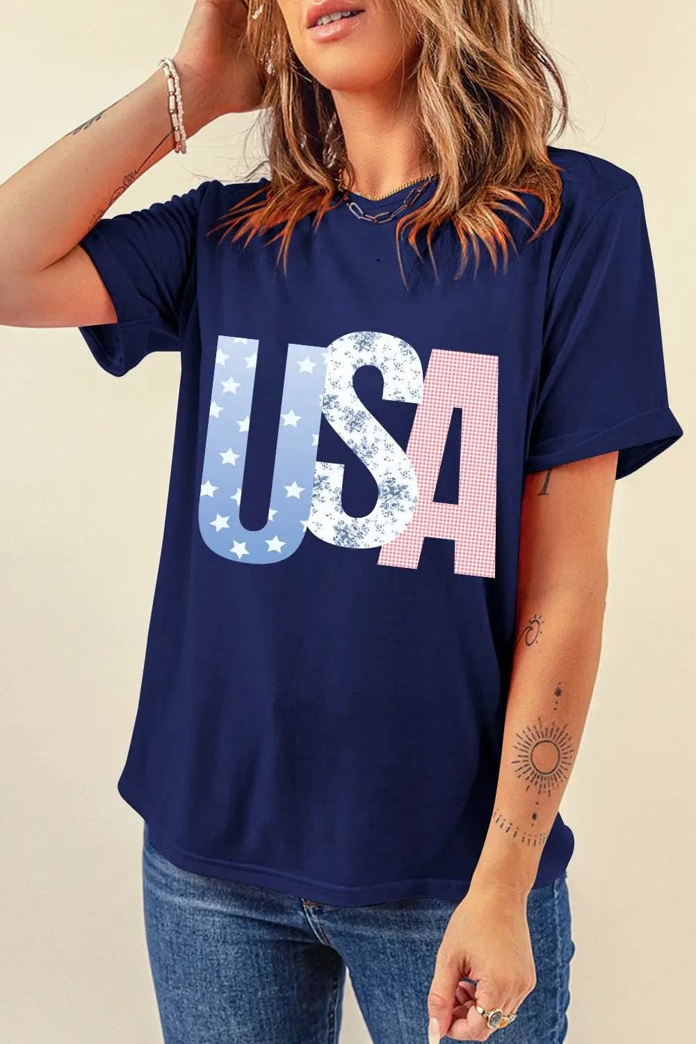USA flag letters tee