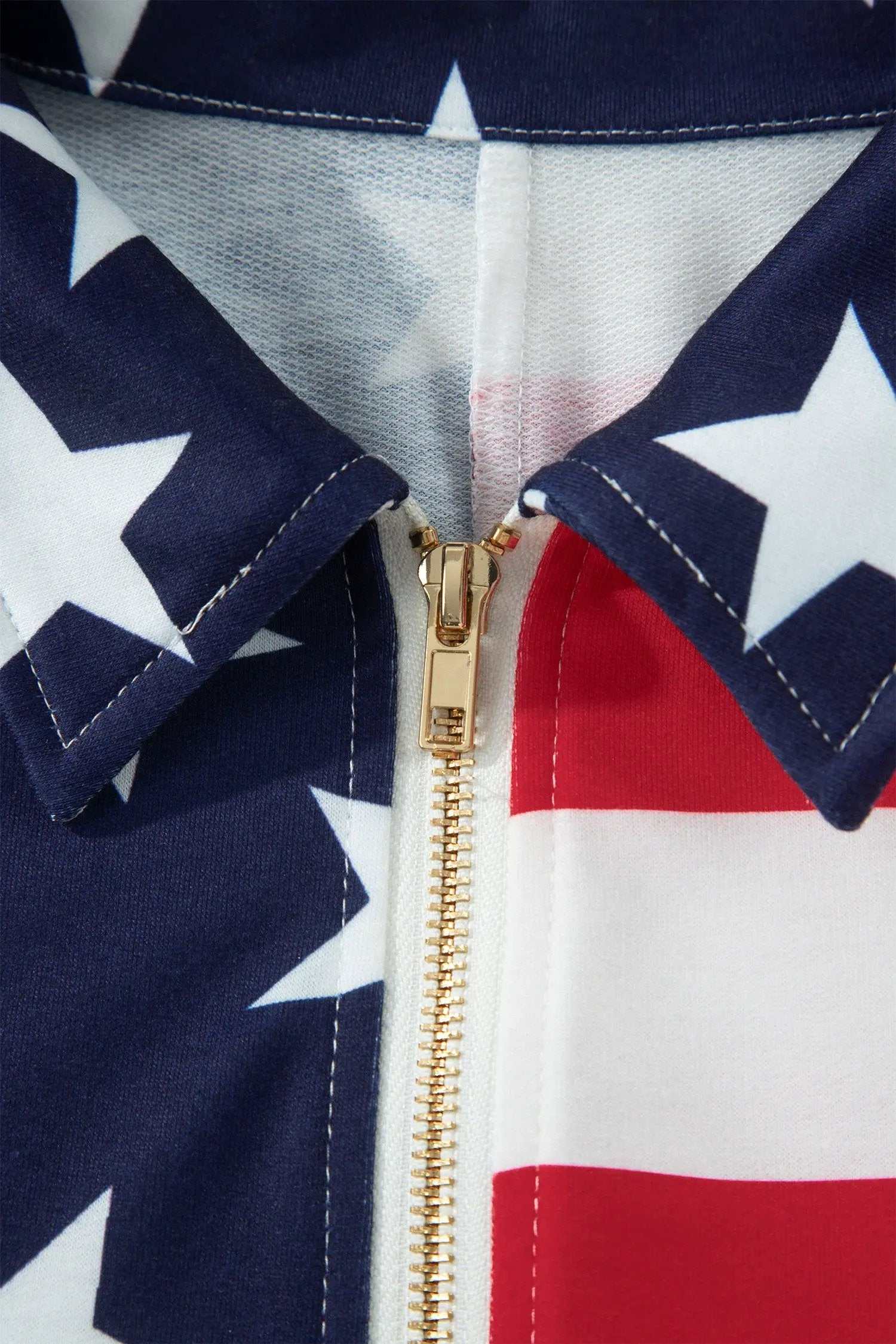 Oversized American Flag Sweatshirt with zipped collar patriotic casual top
