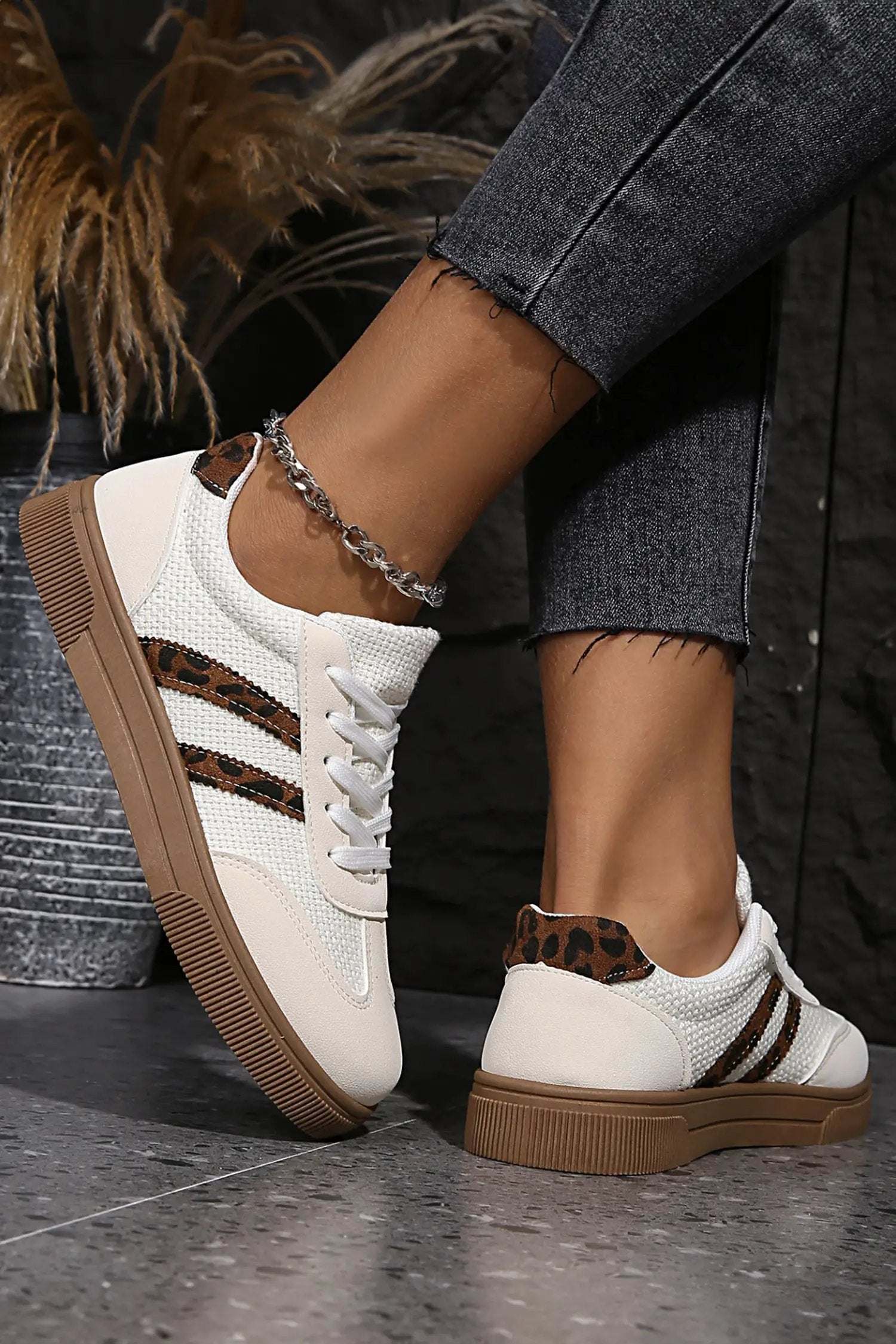 leopard patchwork sneakers