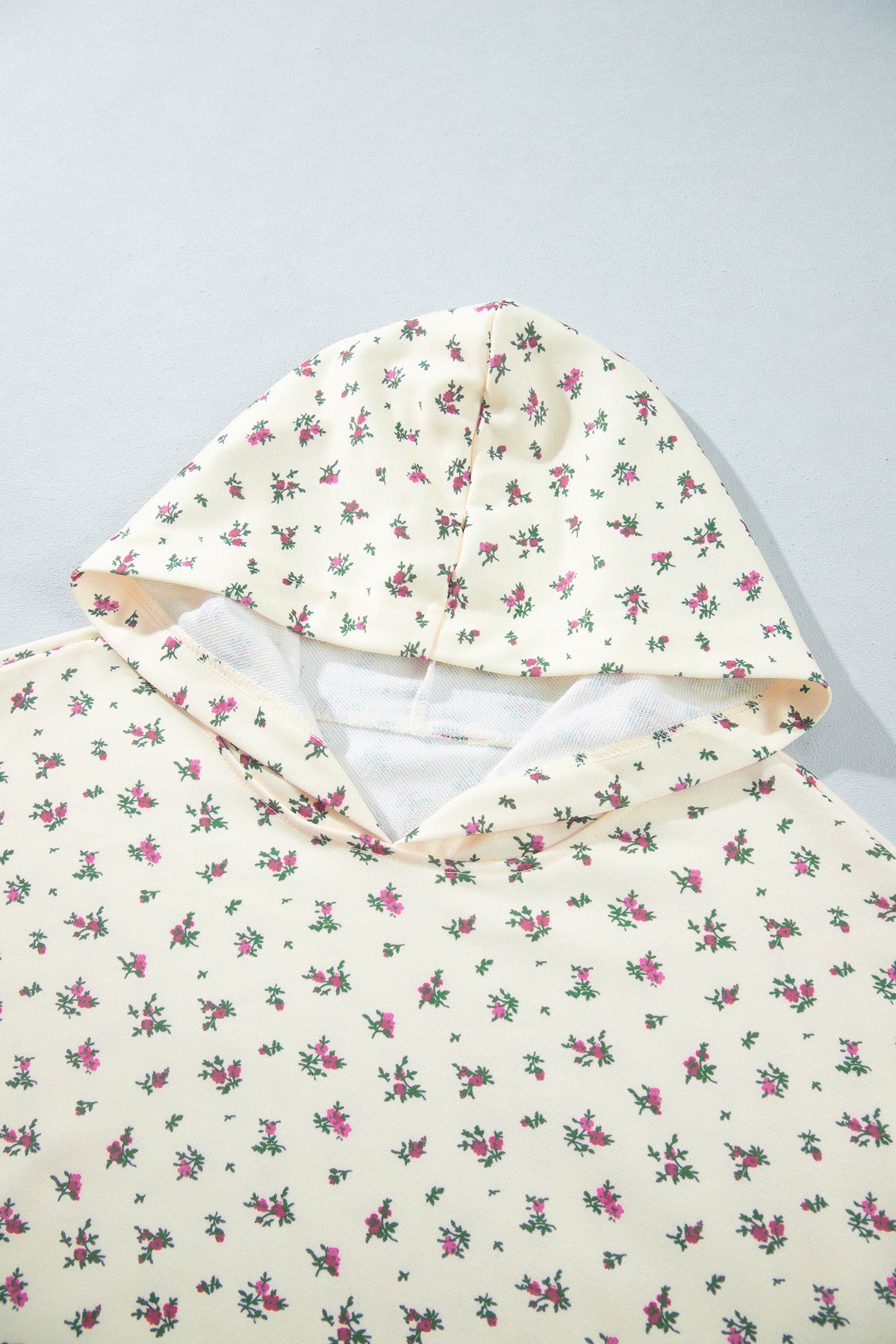 Plus Size Floral Print Hooded Long Sleeve Outfit Set