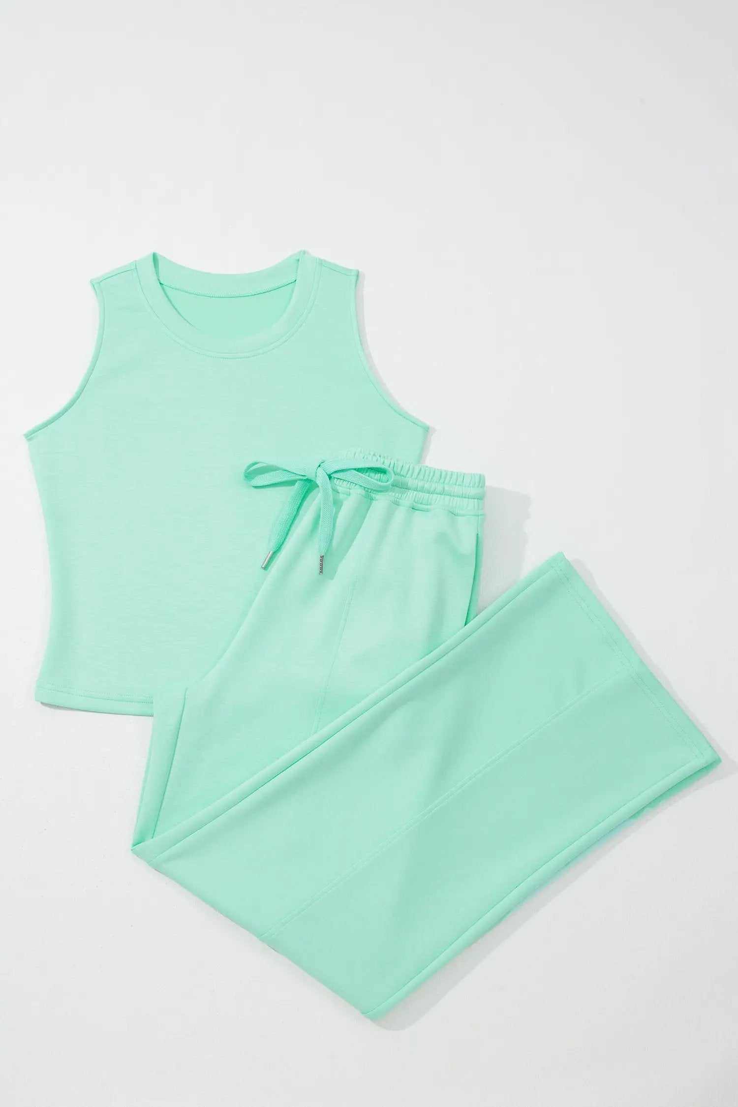 Two-Piece Matching Set with drawstring waist and wide-leg pants