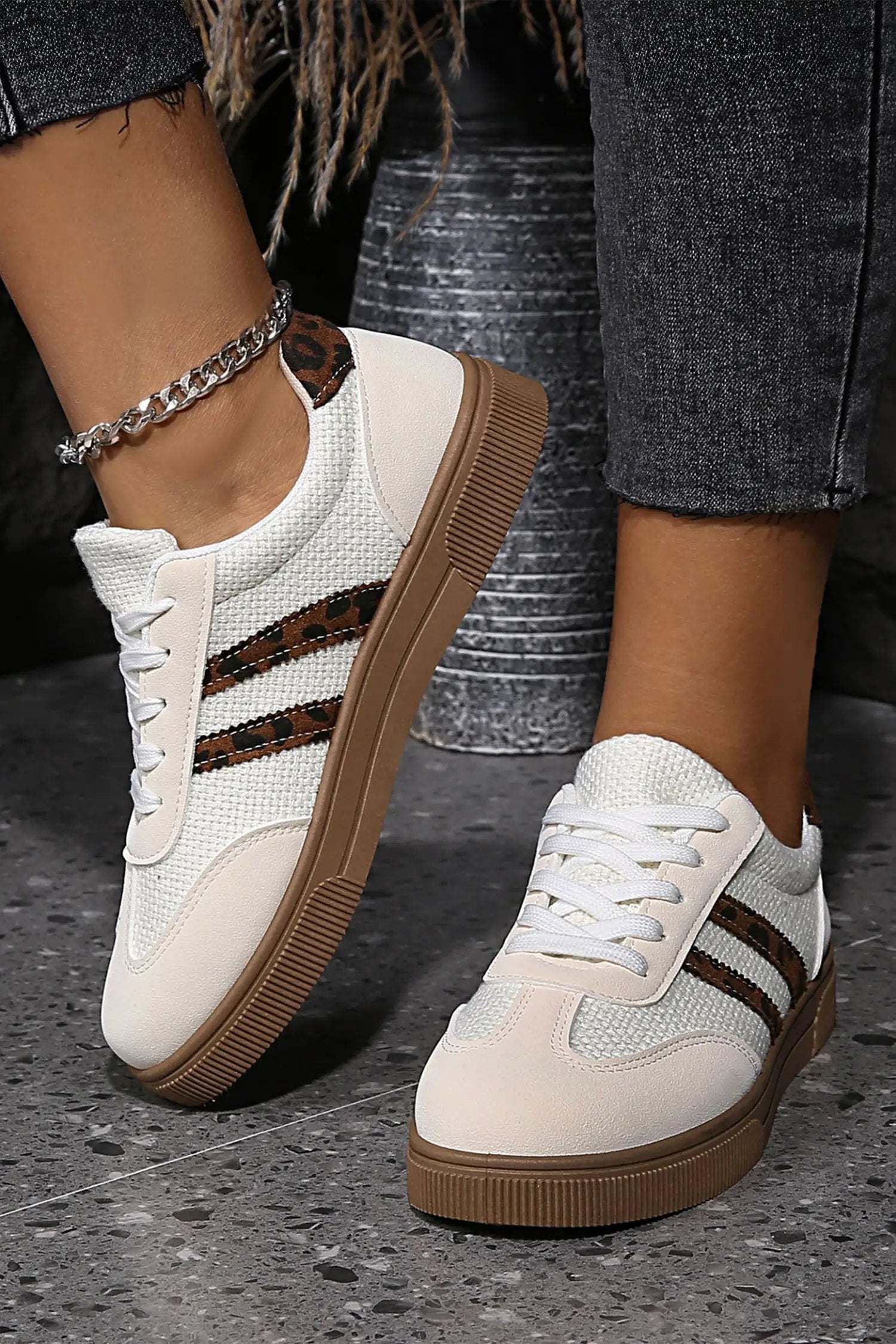 leopard patchwork sneakers