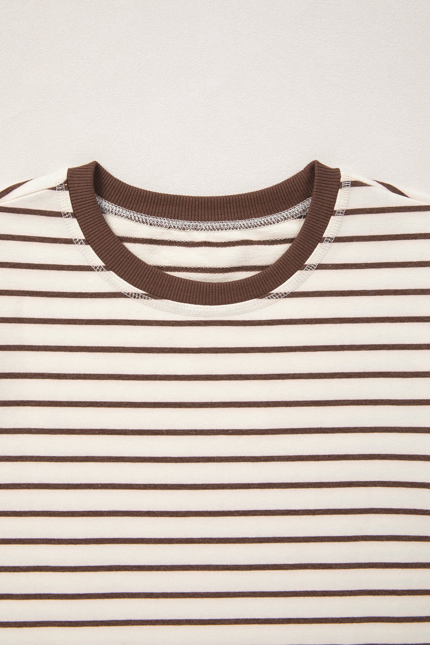 Stripe Ribbed Round Neck Trim Loose Tank Top