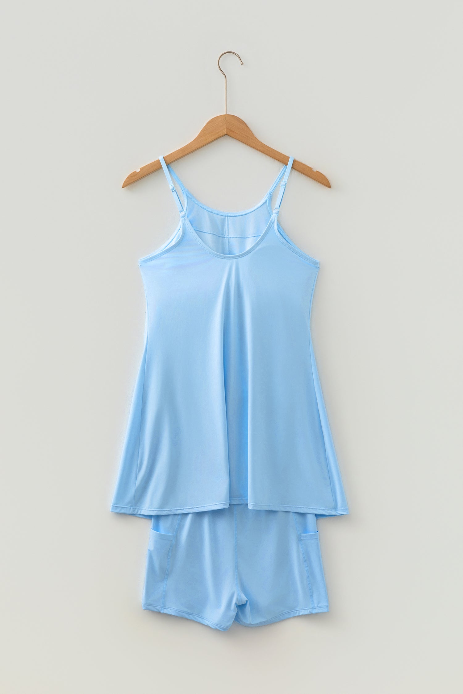 Solid Color Tunic Tank Dress Athletic Shorts Two-Piece Set — everyday dress for women | J&H Apparel